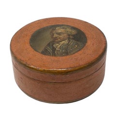 Caja francesa de papel maché del siglo XIX con retrato pintado