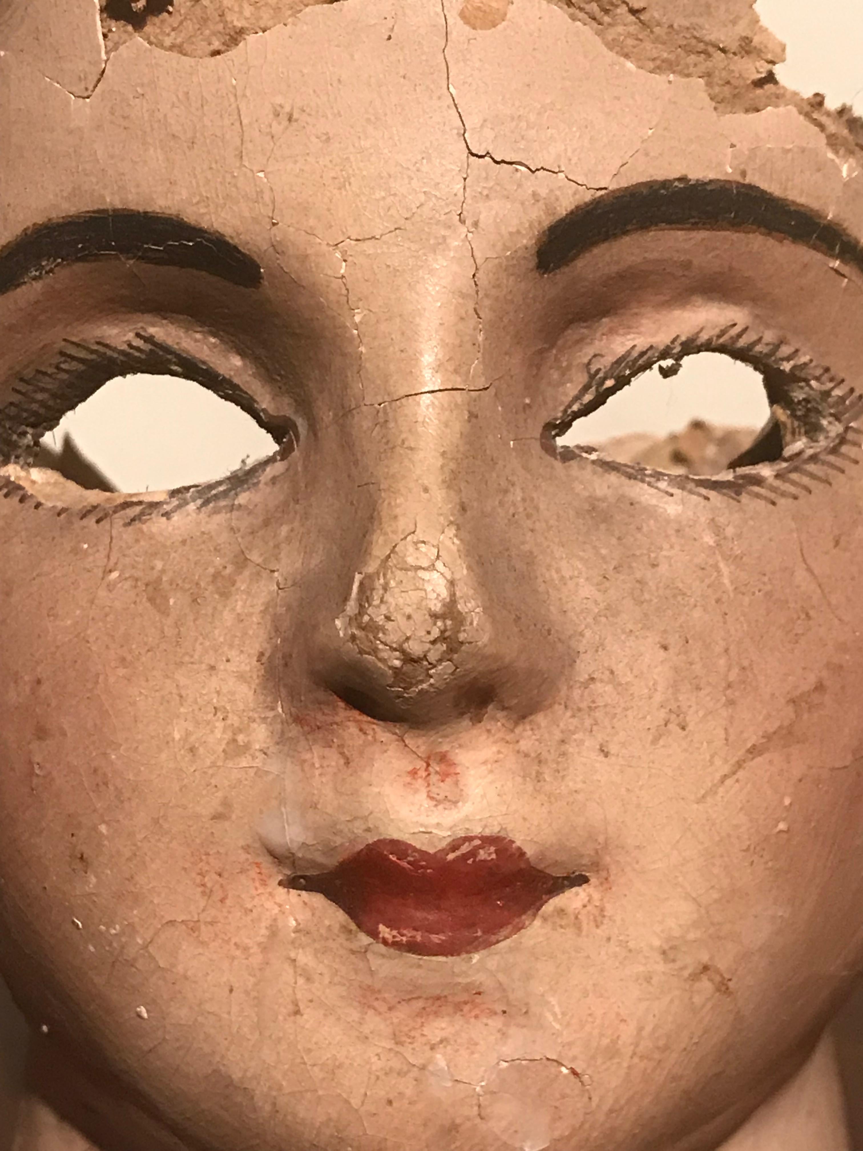 19th Century French Papier Mâché Doll Head For Sale 1