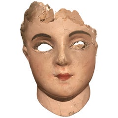 19th Century French Papier Mâché Doll Head