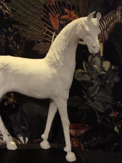 19th Century French Papier Mache' Horse on Wooden Base