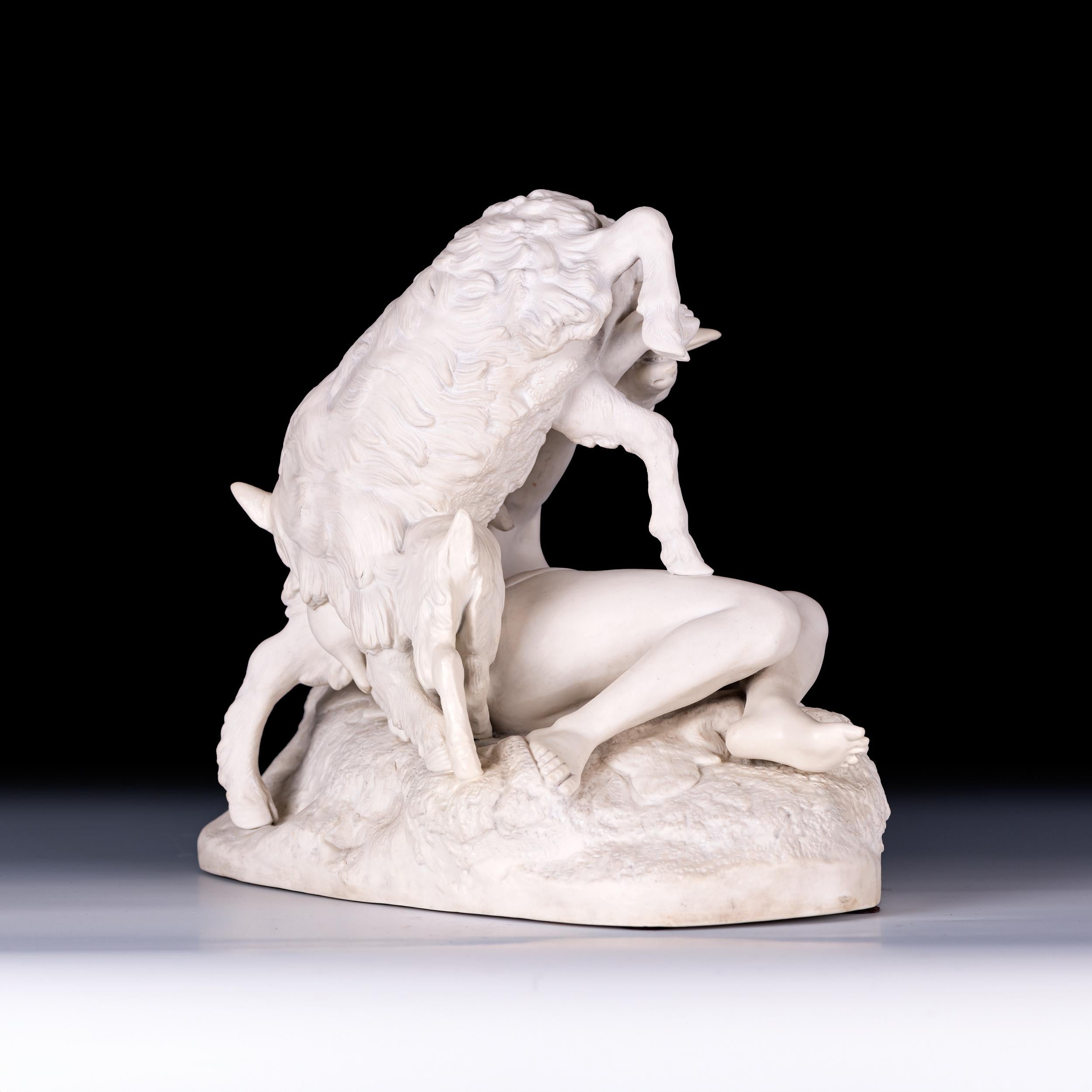 19th Century French Parain Group Of Young Woman Accompanied By A Ram For Sale 2