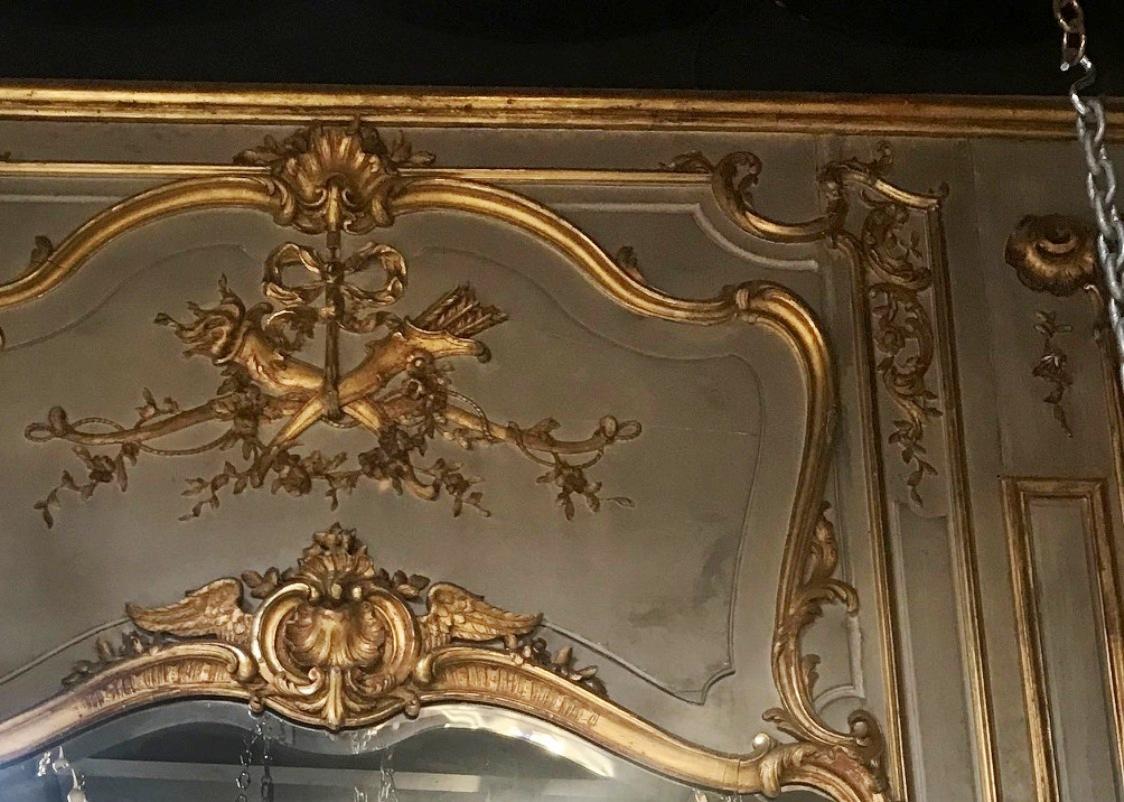 Miroir français du 19ème siècle en or 23 carats à feuilles dorées en vente 1