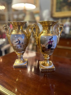 19th Century French Paris Porcelain Campaign Urns