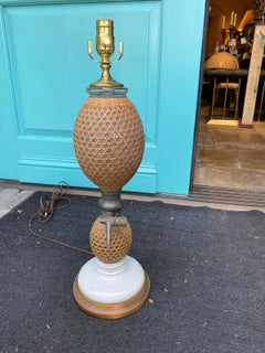 19th Century French Paris Rattan Covered Glass and Pewter Seltzer Bottle as Lamp
