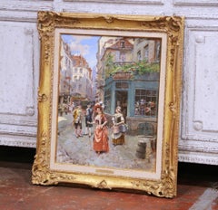 19th Century French Paris Scene Painting “Chez la Modiste” Signed H.V. Lesur