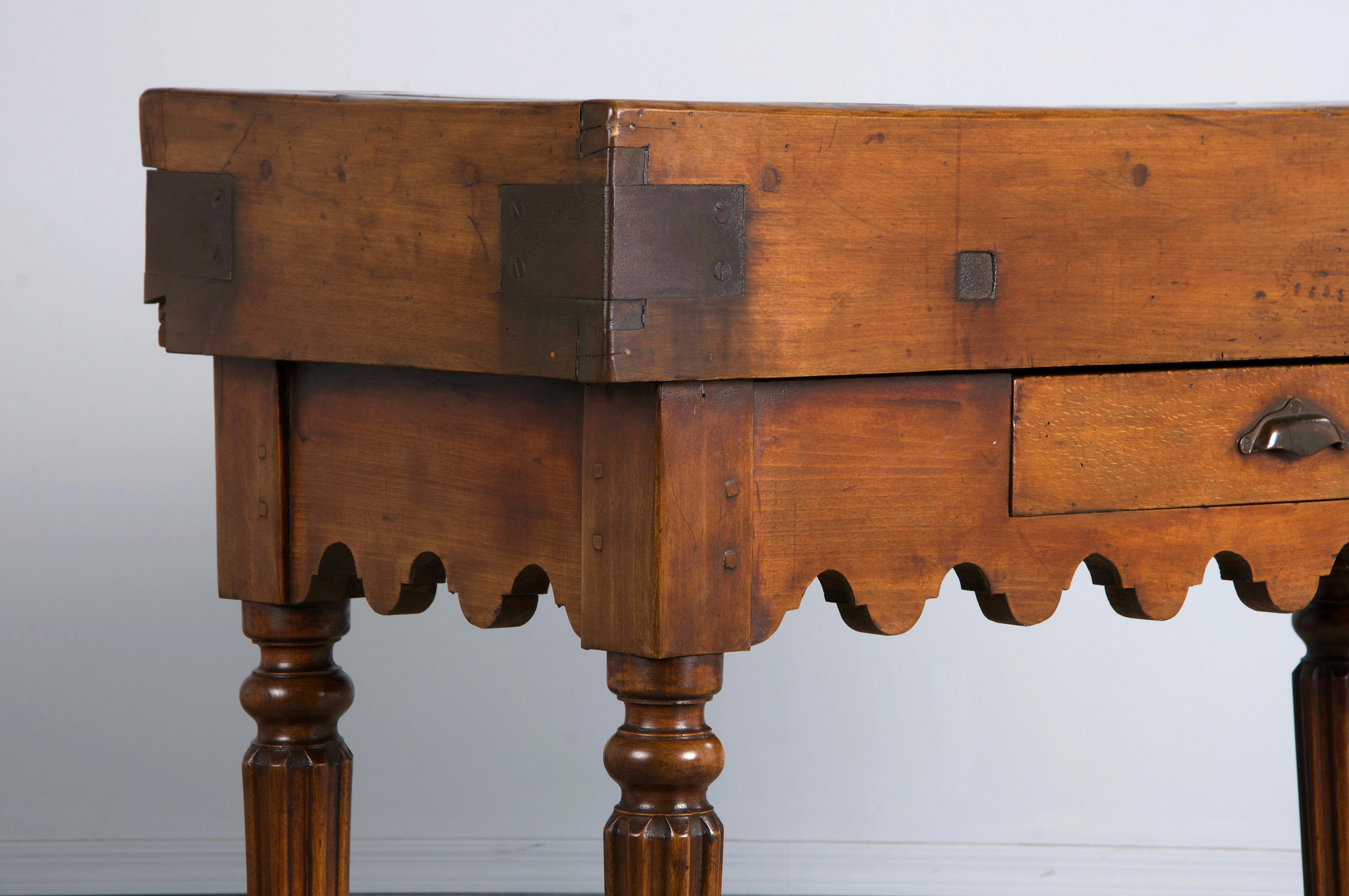 19th Century French Parisian Carved Maple Butcher Block Table 4