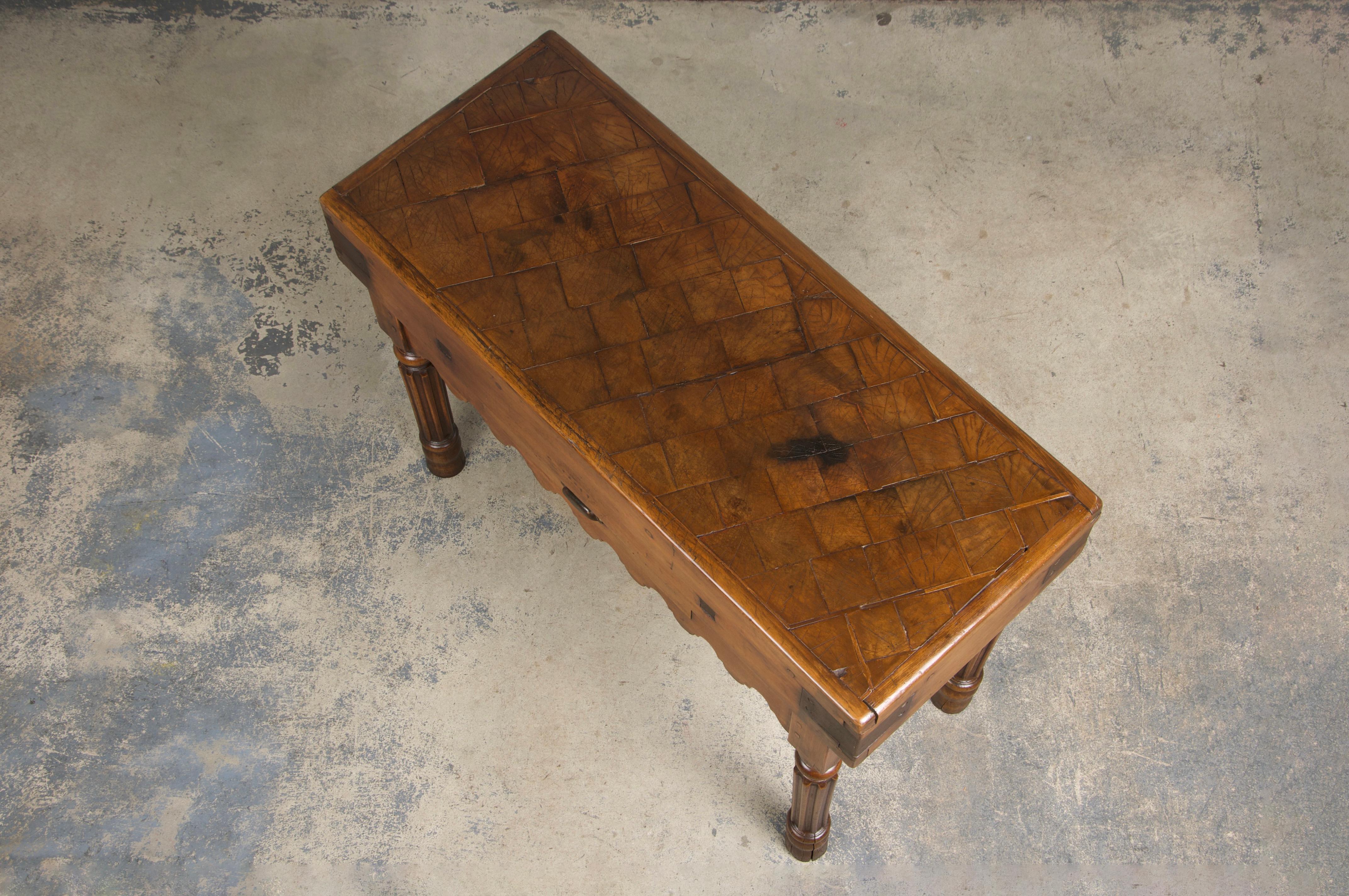 19th Century French Parisian Carved Maple Butcher Block Table 6