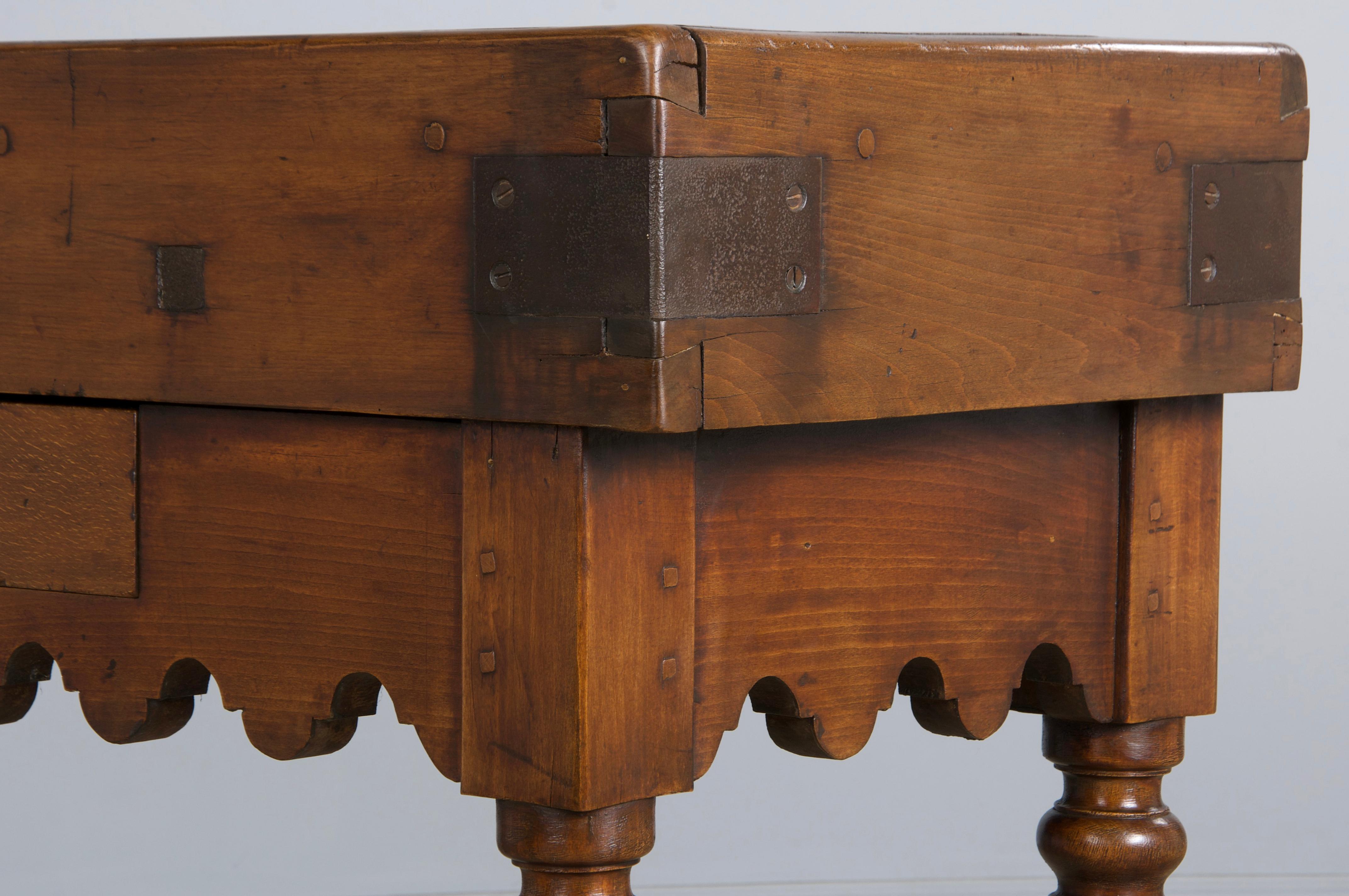 19th Century French Parisian Carved Maple Butcher Block Table 12