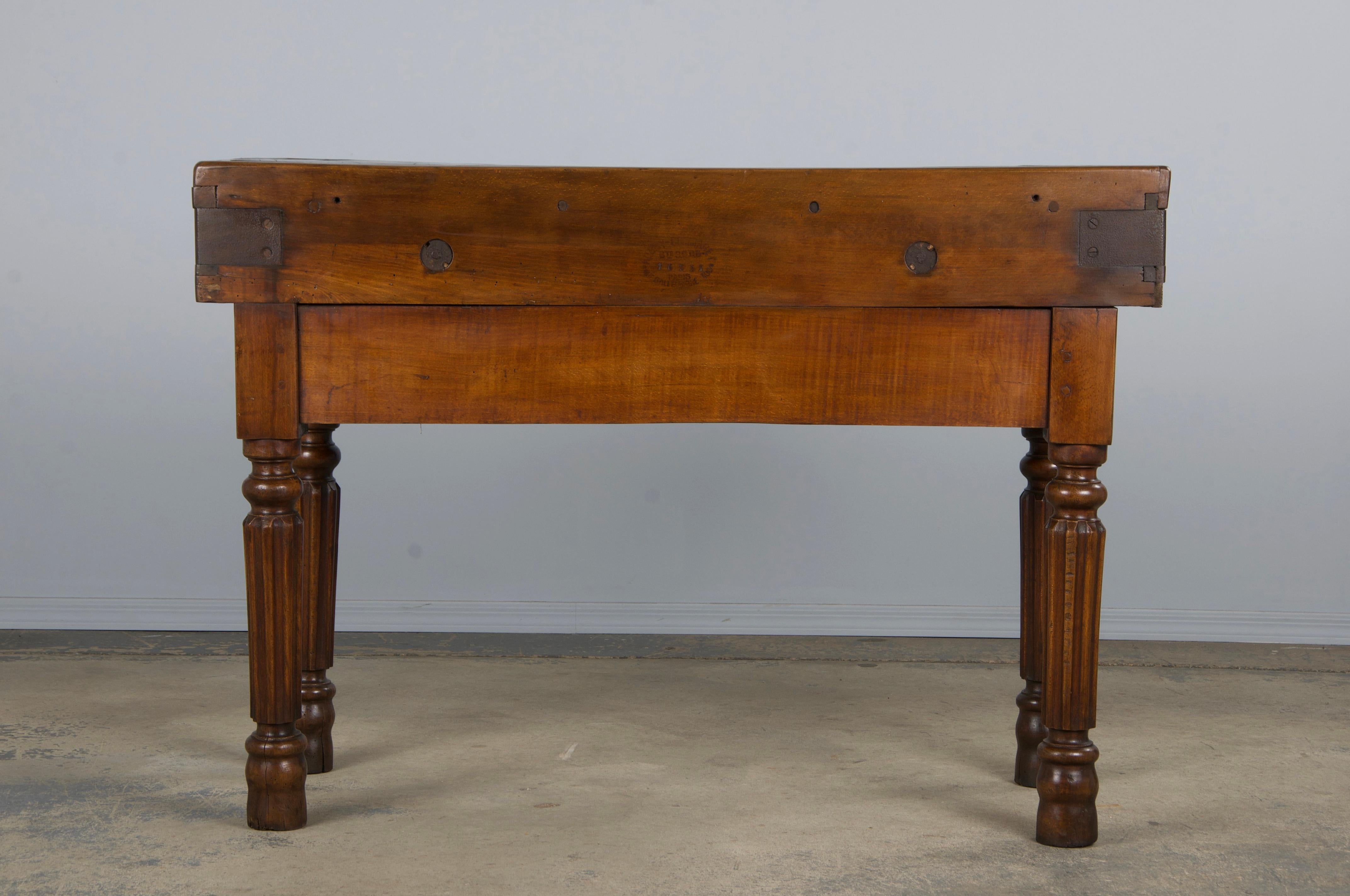 19th Century French Parisian Carved Maple Butcher Block Table 14