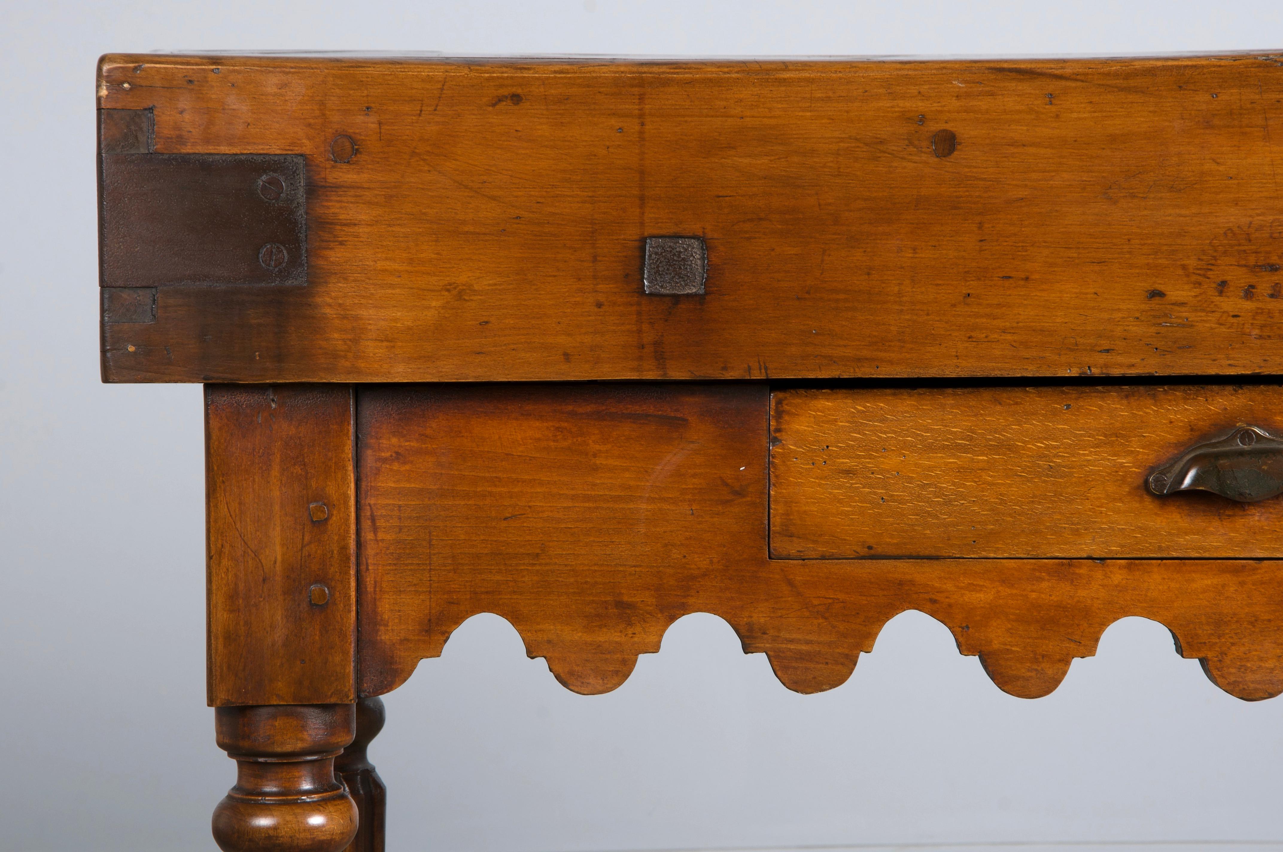 Hand-Carved 19th Century French Parisian Carved Maple Butcher Block Table