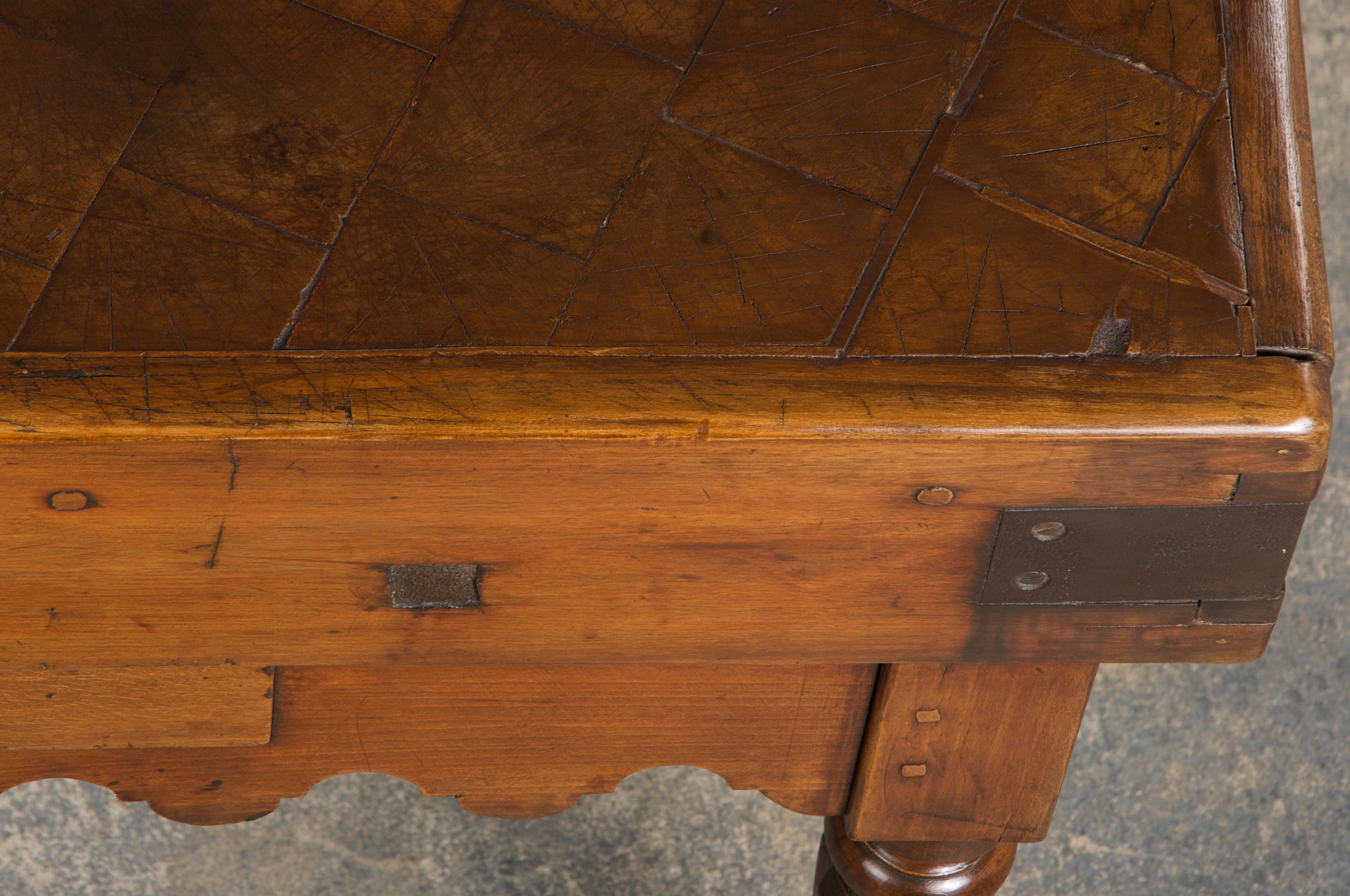 19th Century French Parisian Carved Maple Butcher Block Table 1