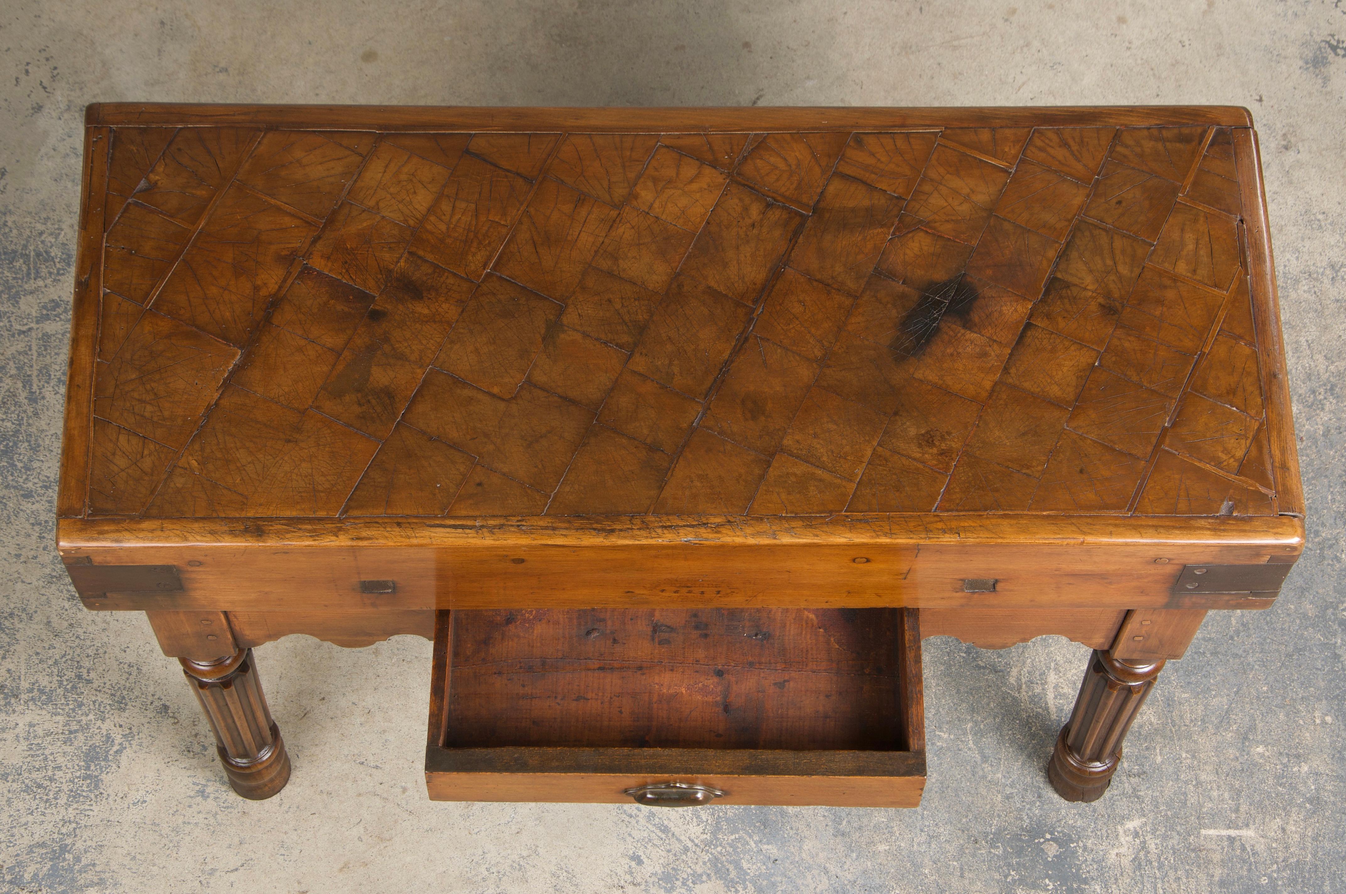 19th Century French Parisian Carved Maple Butcher Block Table 2