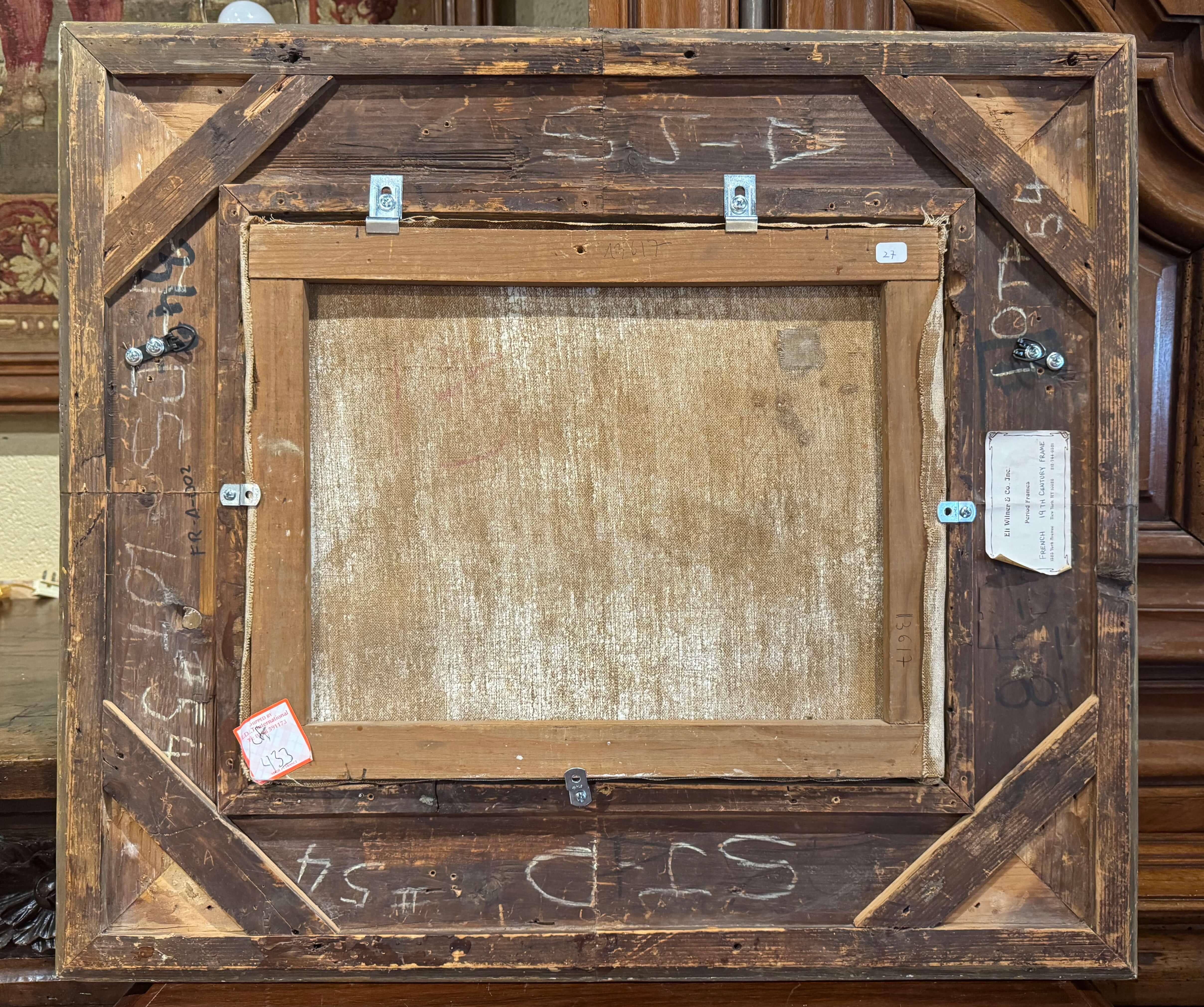 Bois doré Peinture de scène parisienne du 19ème siècle dans un cadre doré signé E. Thioulouze en vente
