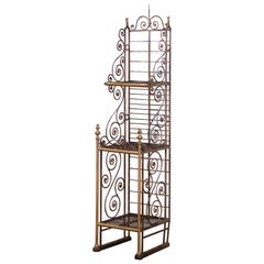 19th Century French Parisian Wrought Iron and Brass Baker’s Rack