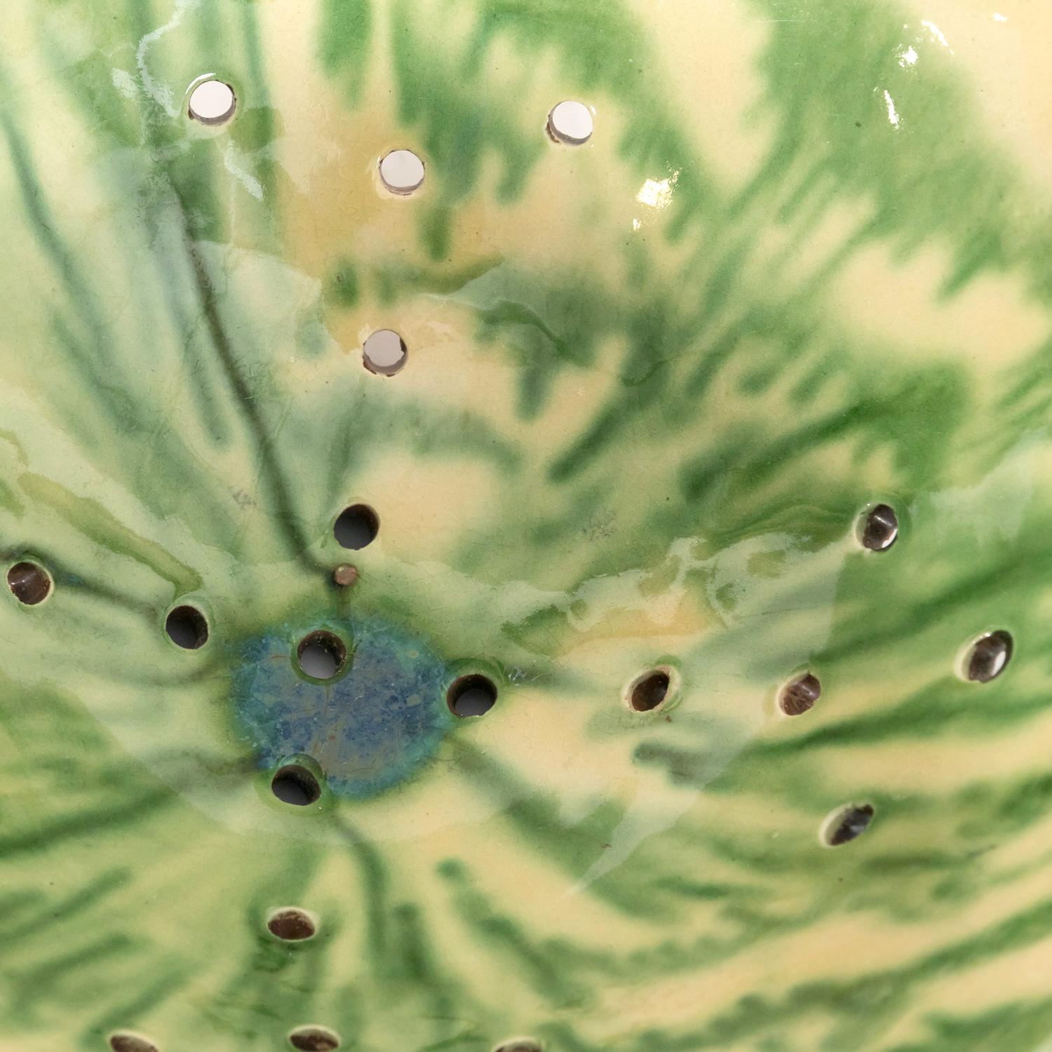 19th Century French Passoire or Colander with Yellow and Green Interior Glaze 2