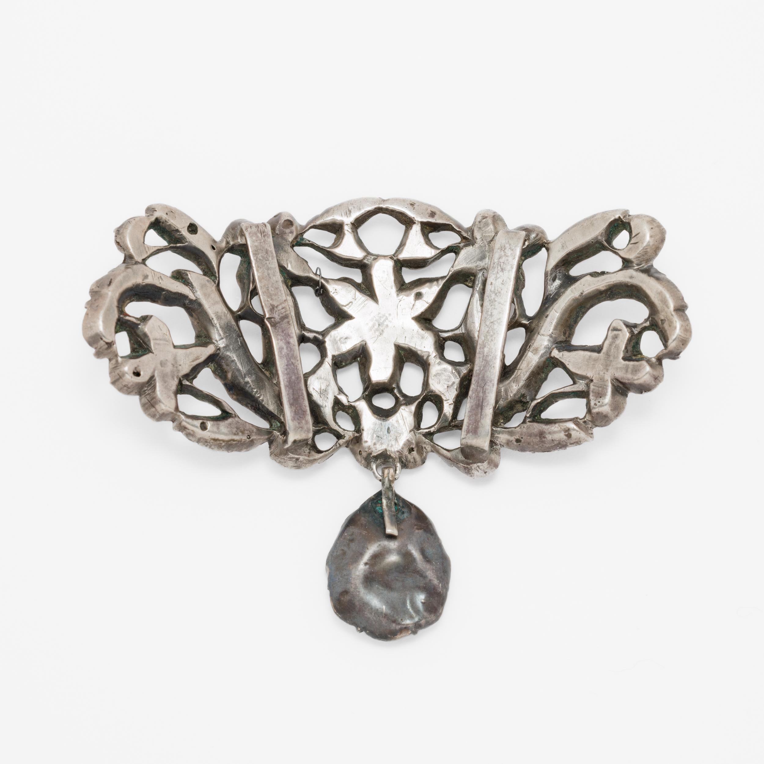 Women's or Men's 19th Century French Paste Cut Glass and Silver Opulent Collar For Sale