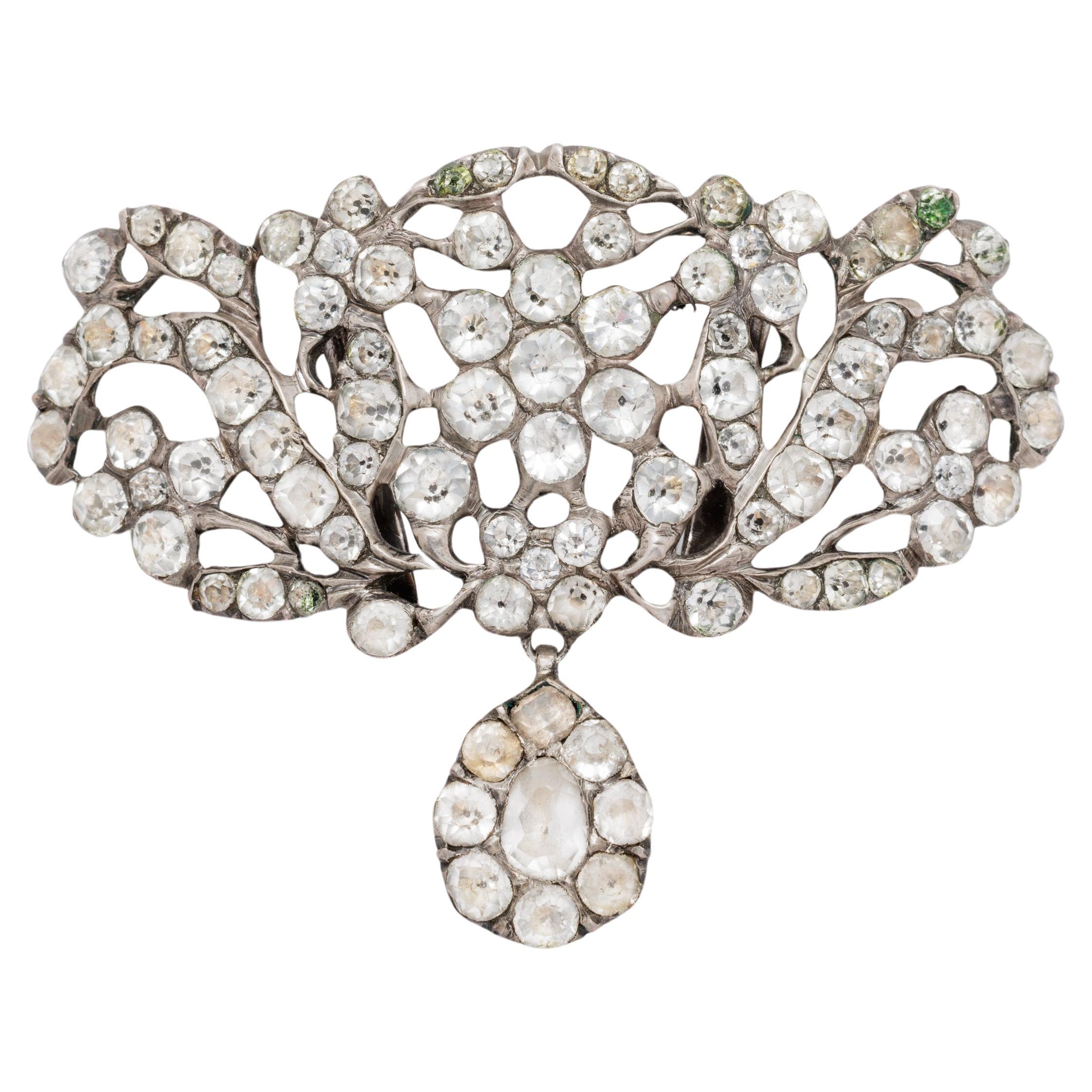 19th Century French Paste Cut Glass and Silver Opulent Collar For Sale