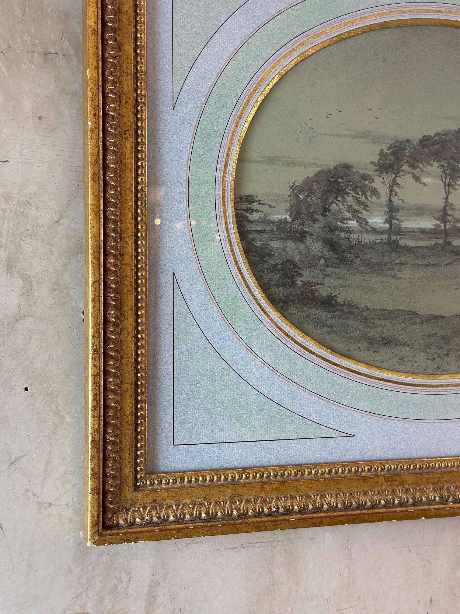 Mid-19th Century 19th century French Pastel Drawing Signed Cinarie, 1867s For Sale