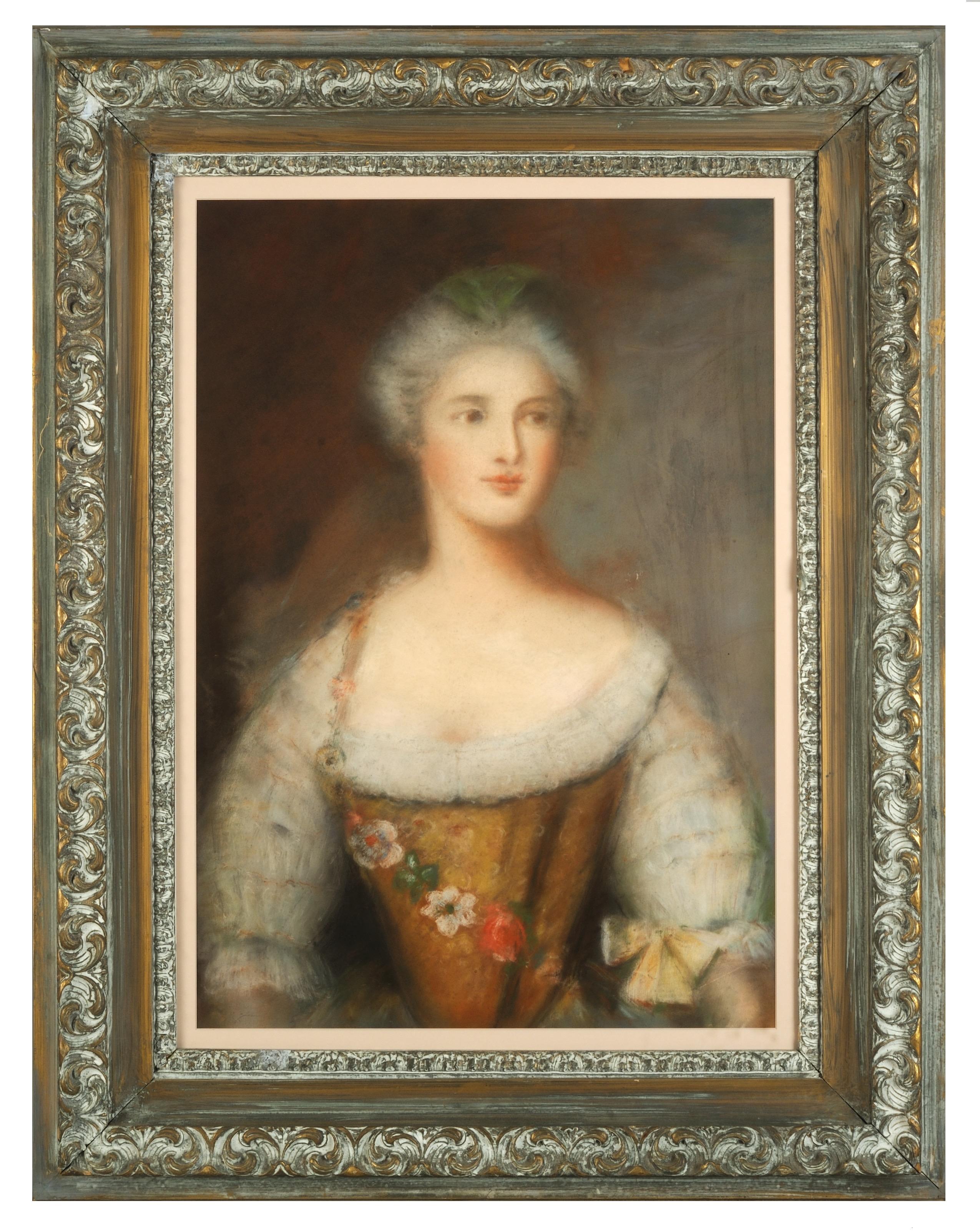 Hand-Painted 19th Century French Pastel on Paper After Jean Marc Nattier