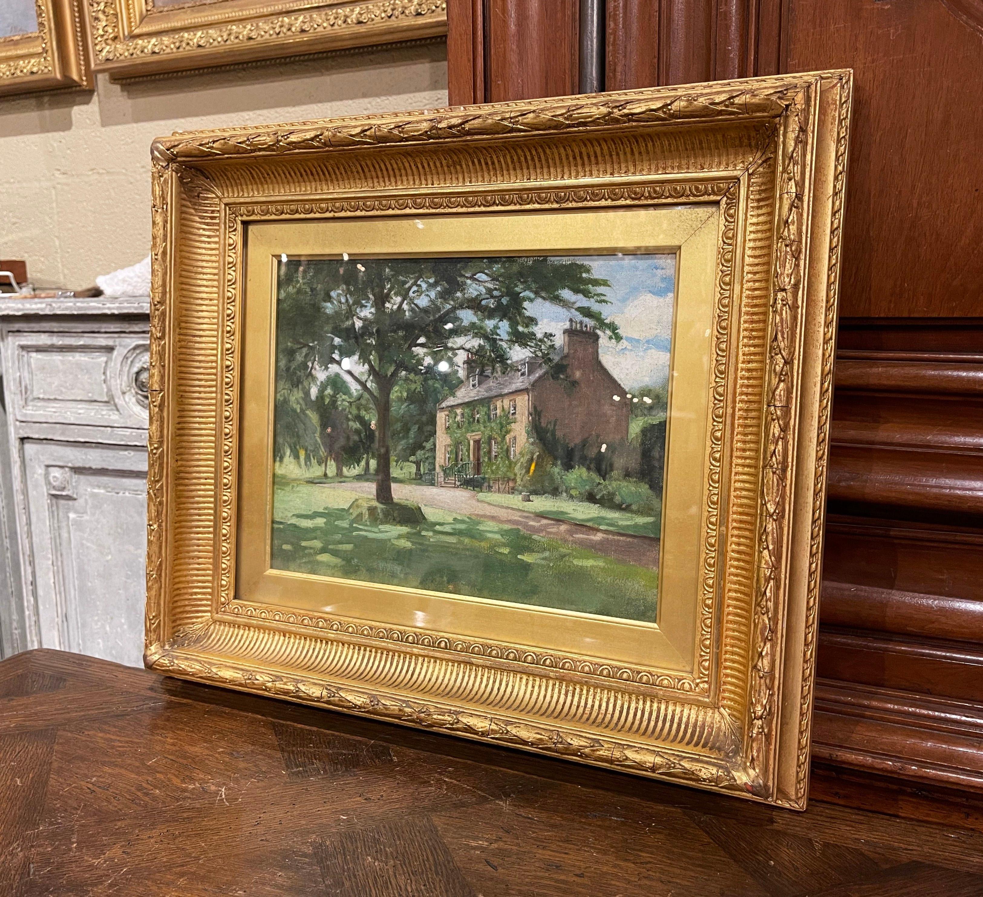 Decorate a study, bedroom, or living space with this colorful antique pastel painting. Created circa 1880 and set in the original carved giltwood frame, the artwork depicts a typical Provincial house in southern France. This elegant drawing shielded