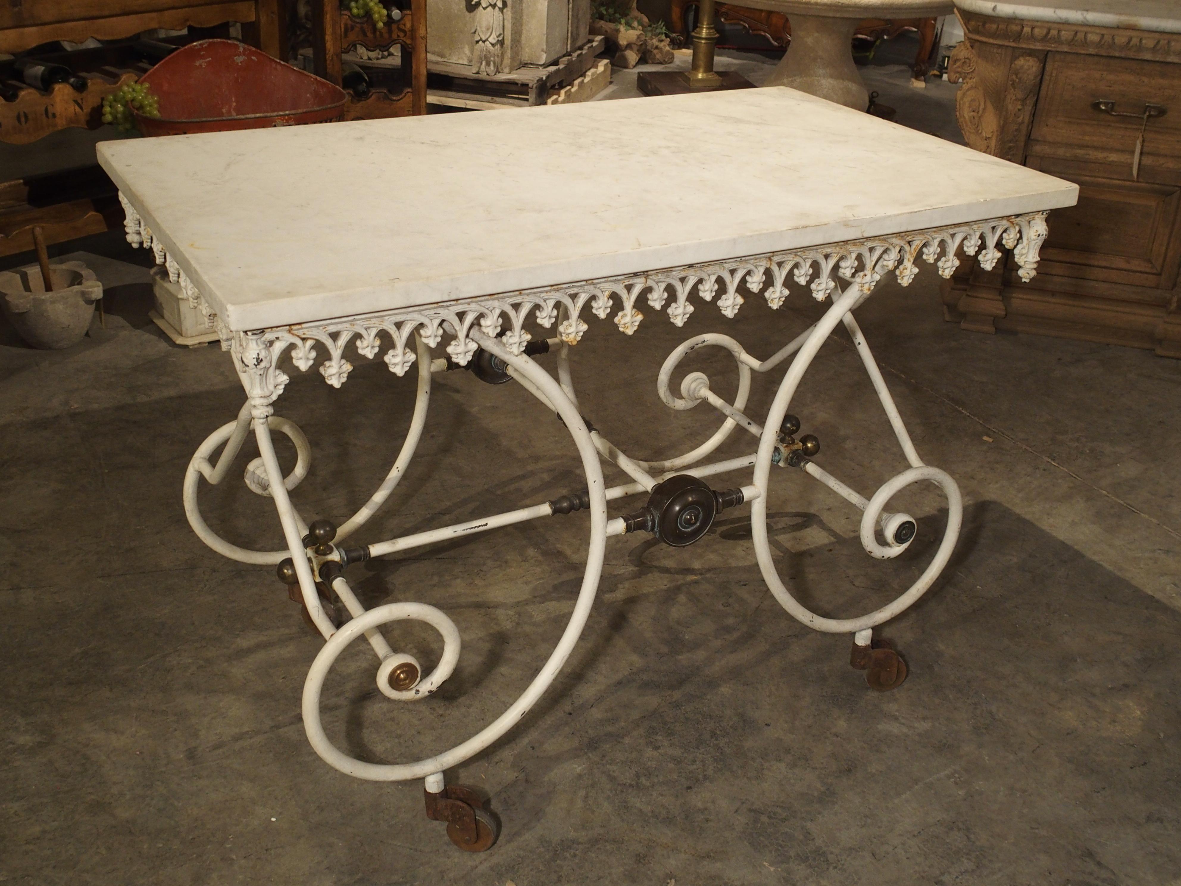19th Century, French Pastry or Butchers Display Table with Carrara Marble Top 3