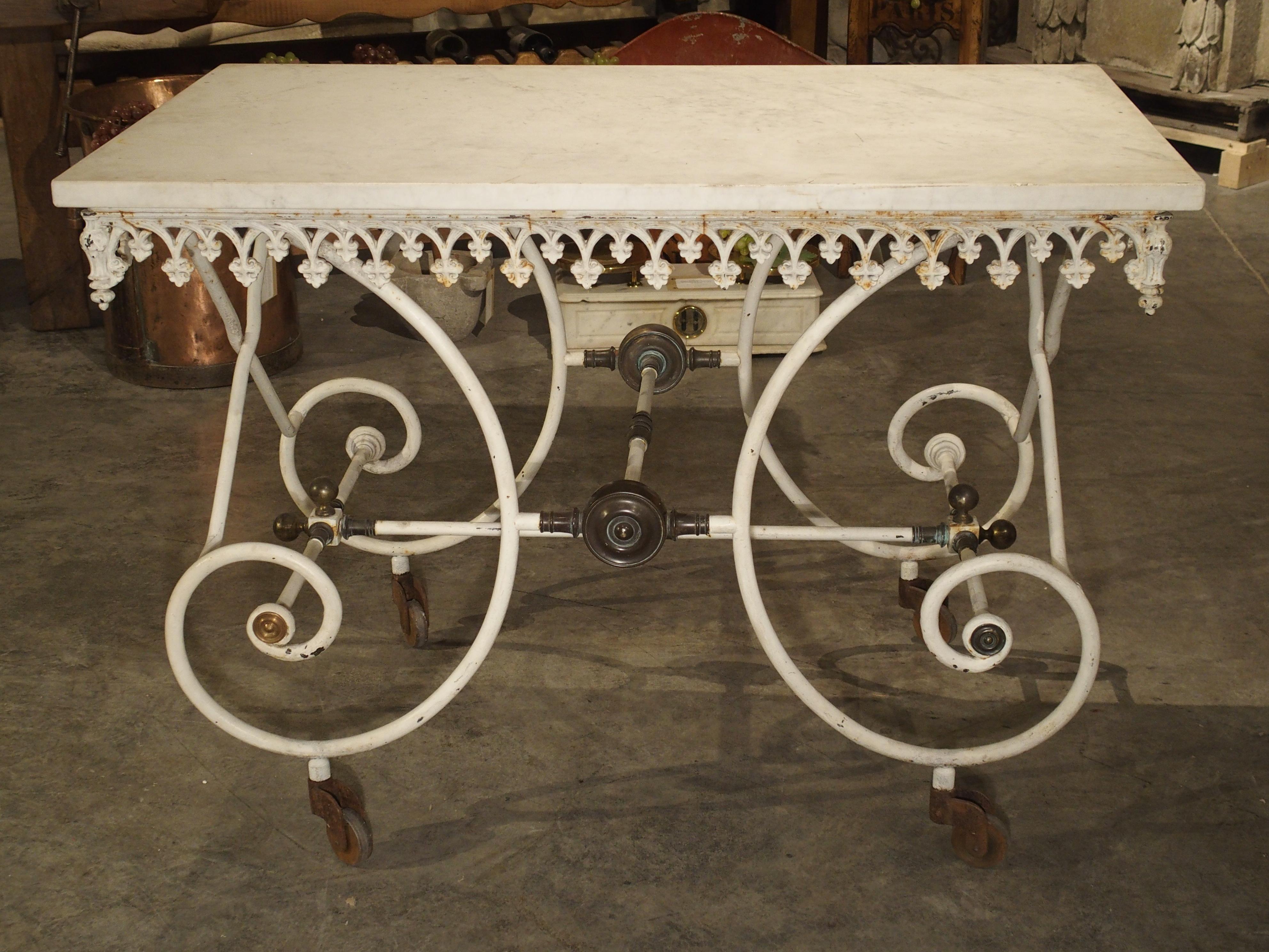 19th Century, French Pastry or Butchers Display Table with Carrara Marble Top 5