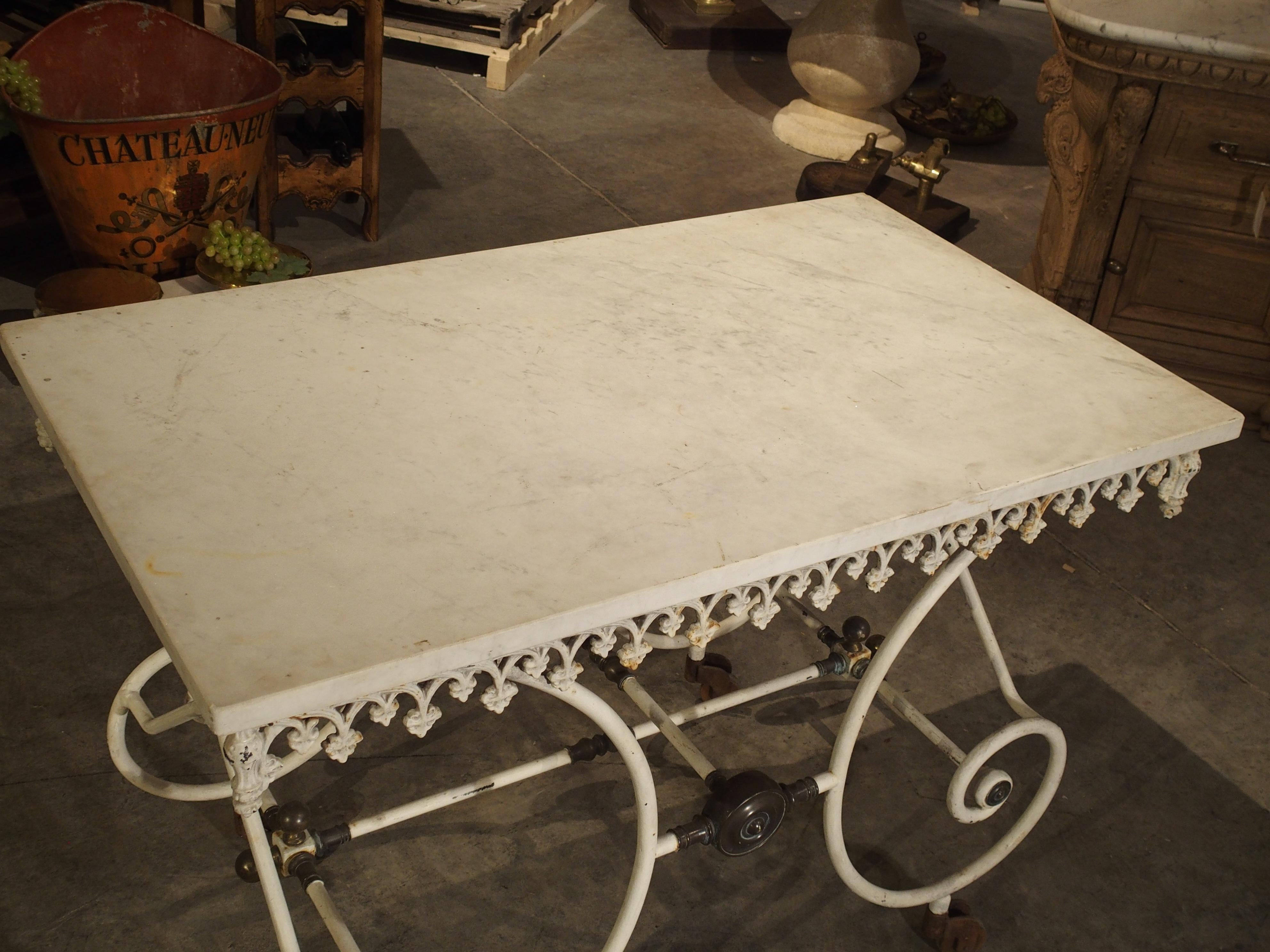 19th Century, French Pastry or Butchers Display Table with Carrara Marble Top 6