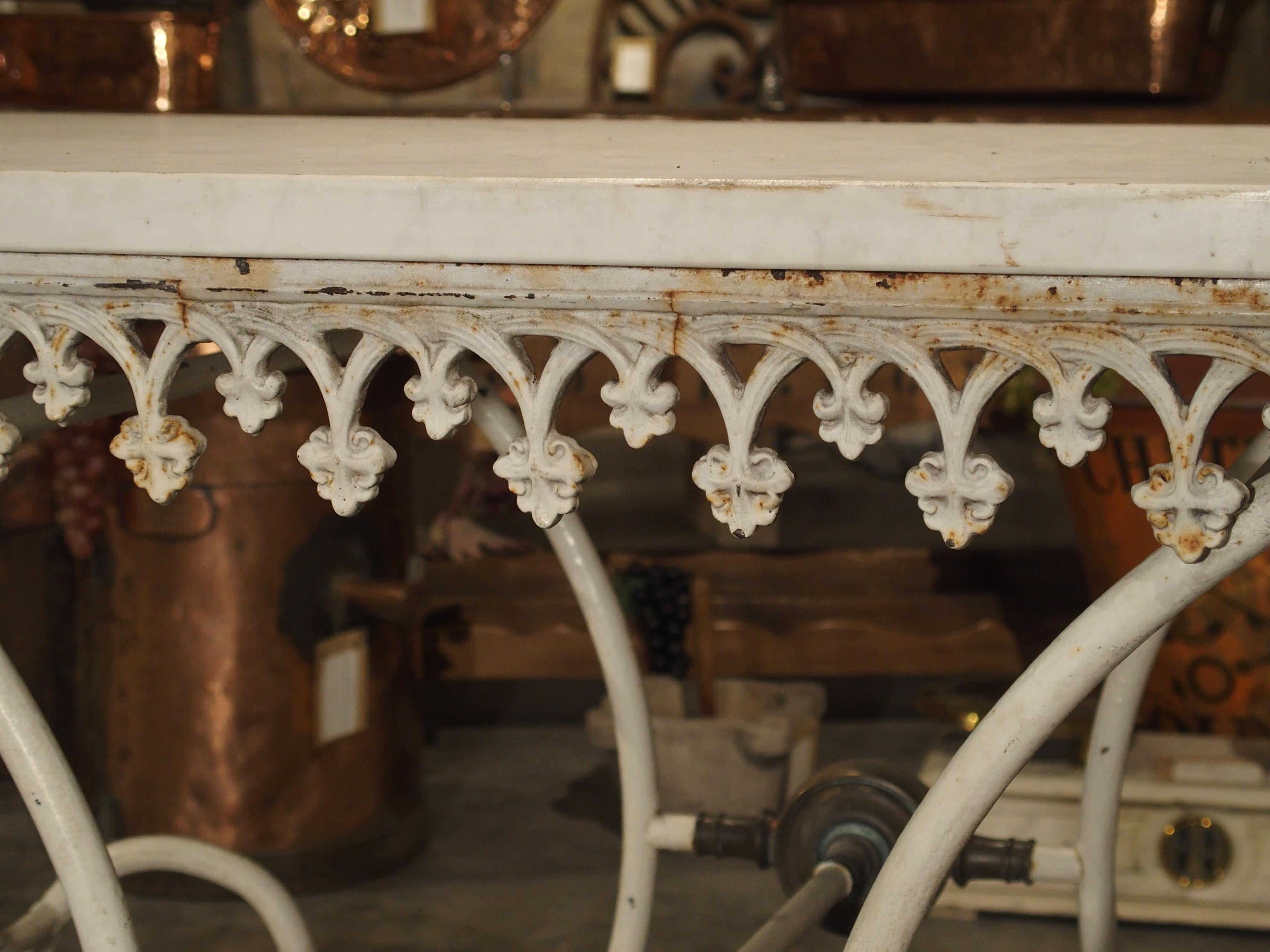 19th Century, French Pastry or Butchers Display Table with Carrara Marble Top 7