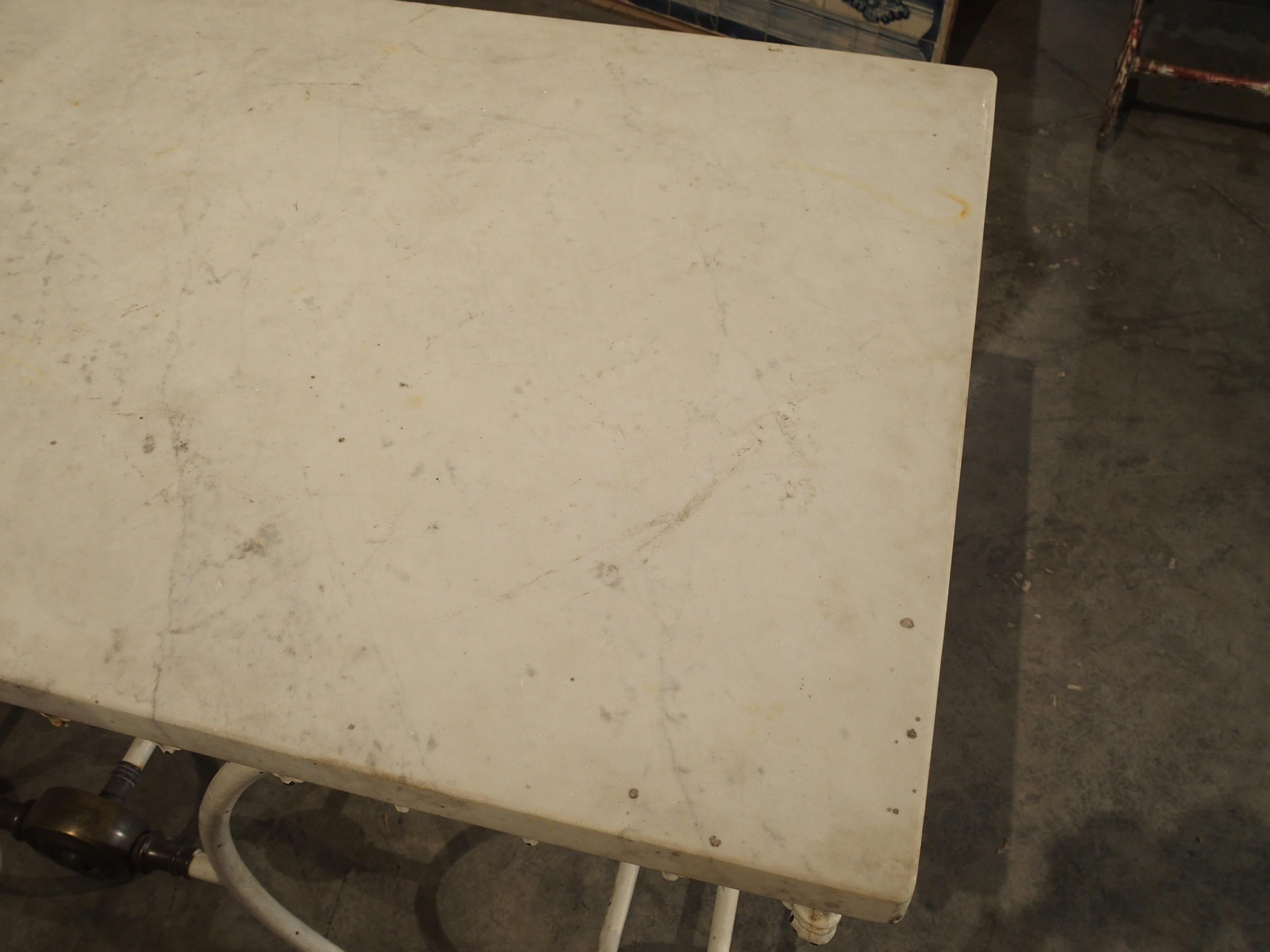 19th Century, French Pastry or Butchers Display Table with Carrara Marble Top 11
