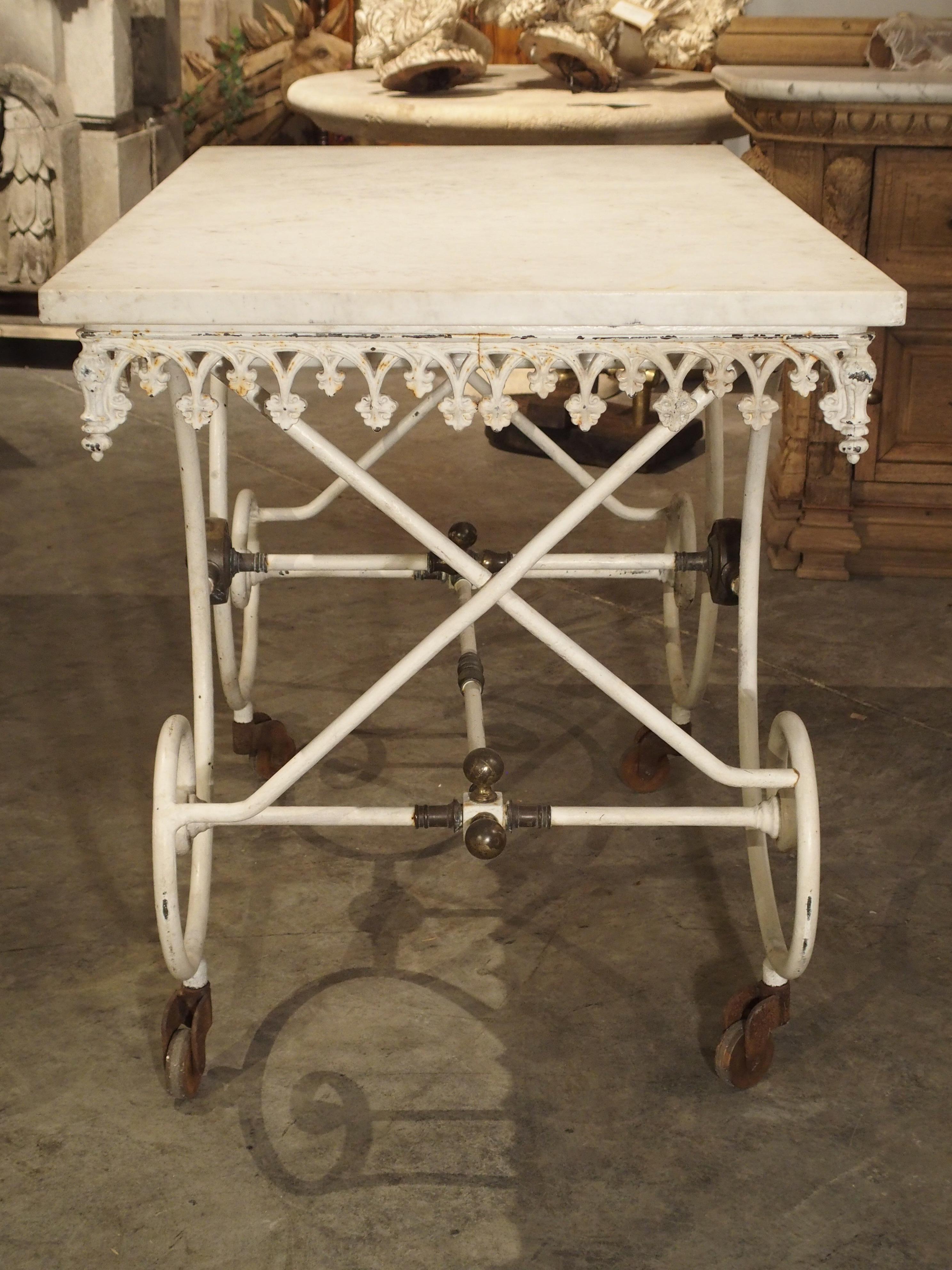 19th Century, French Pastry or Butchers Display Table with Carrara Marble Top 12