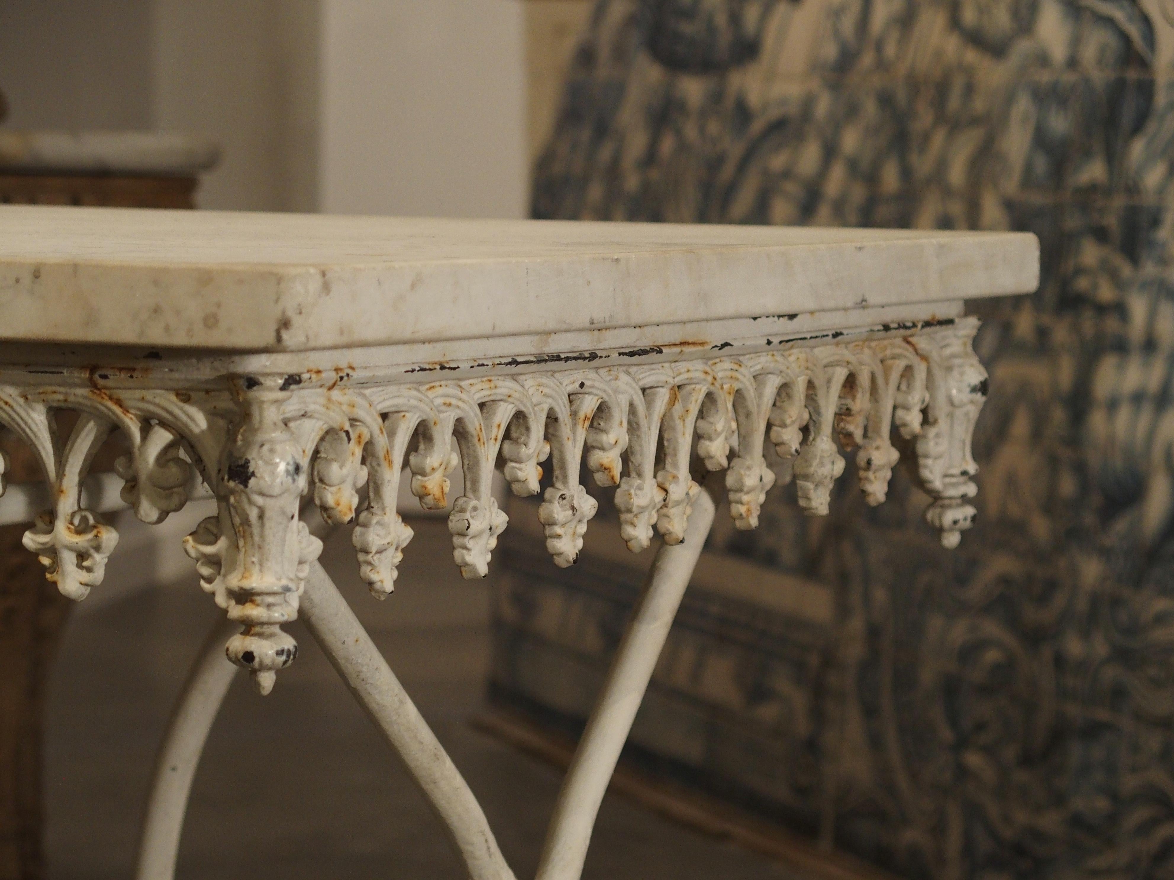 french pastry table with marble top
