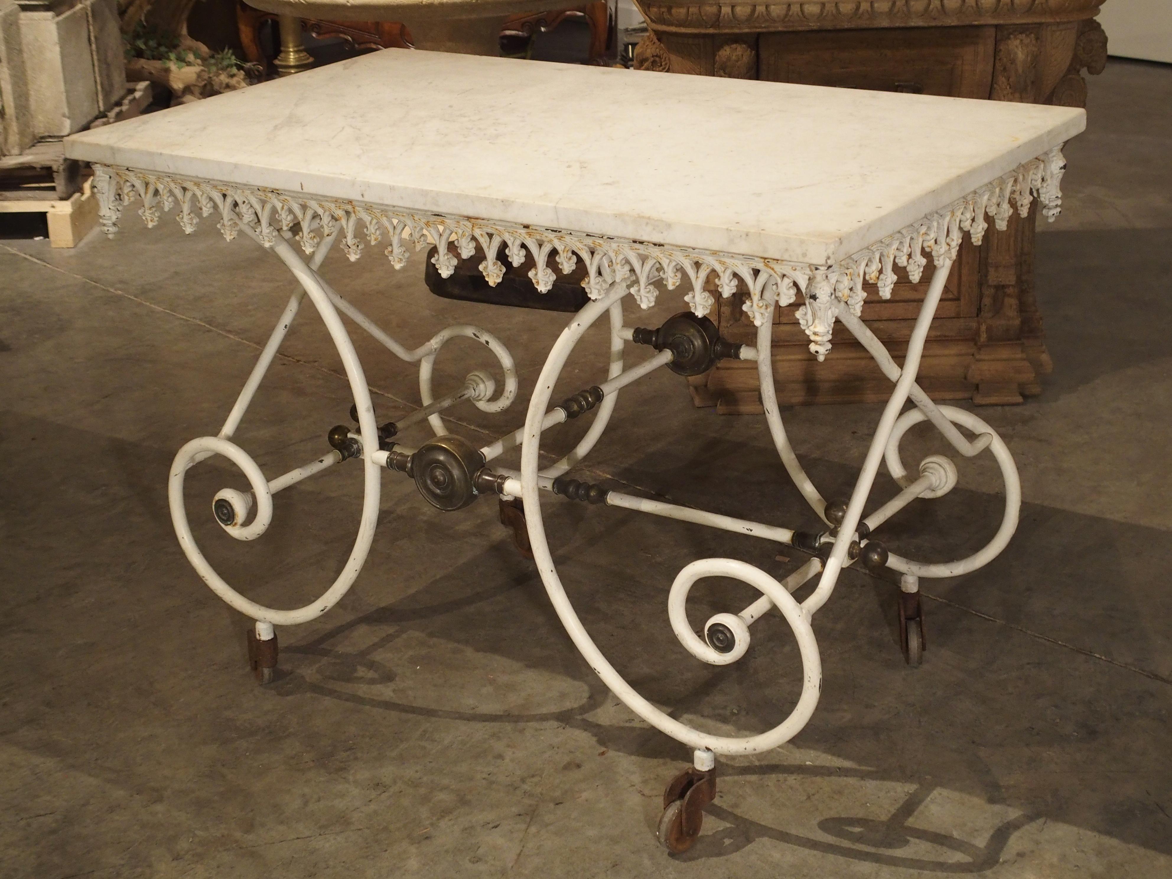19th Century, French Pastry or Butchers Display Table with Carrara Marble Top 1