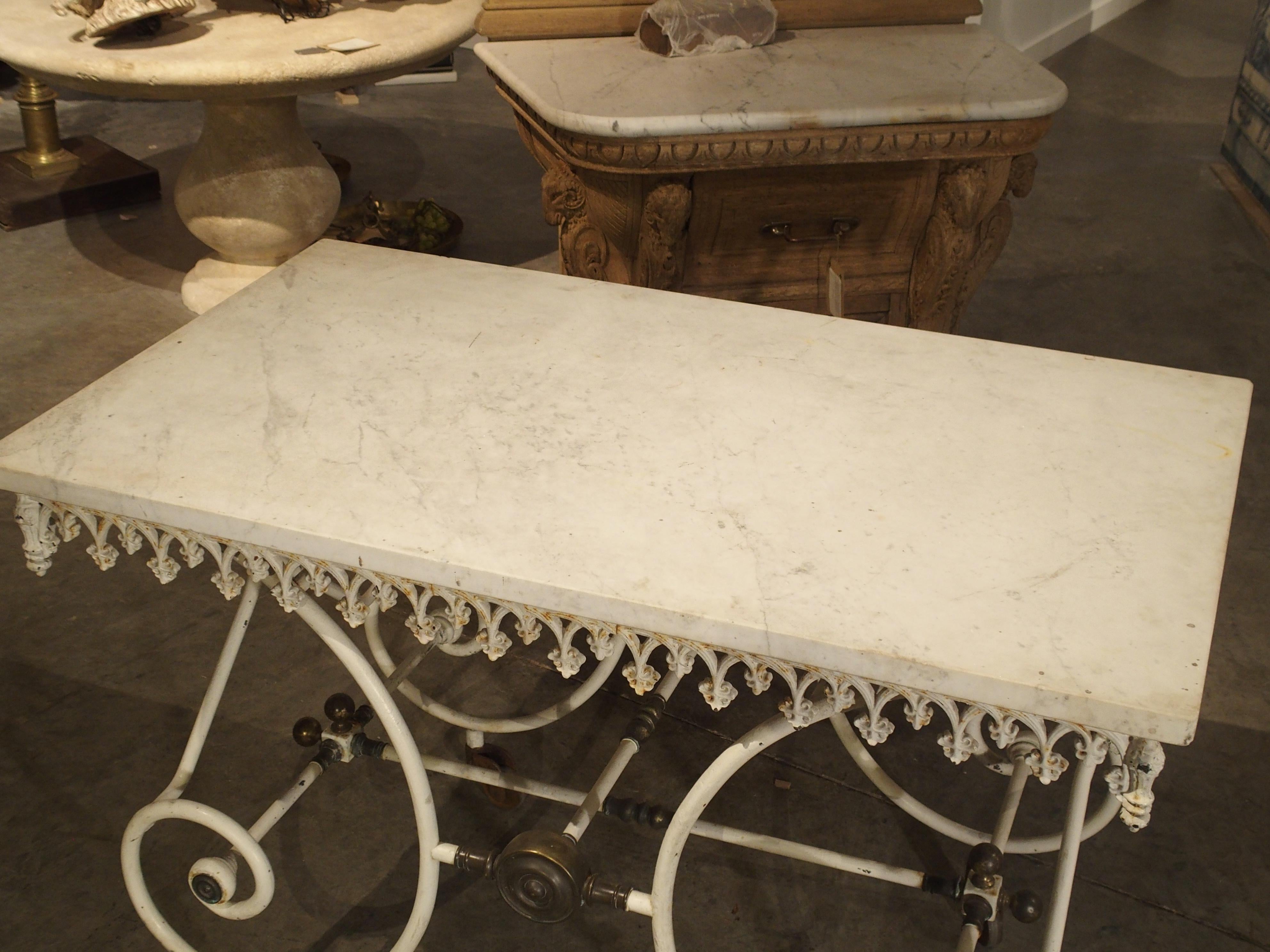 19th Century, French Pastry or Butchers Display Table with Carrara Marble Top 2