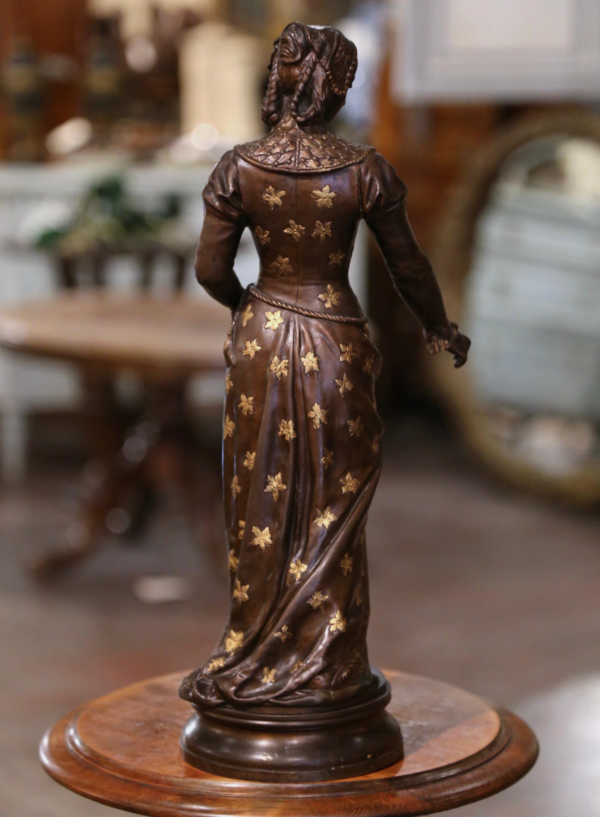 Figure Offrande du 19ème siècle en bronze patiné et doré signée A. Gaudez en vente 2