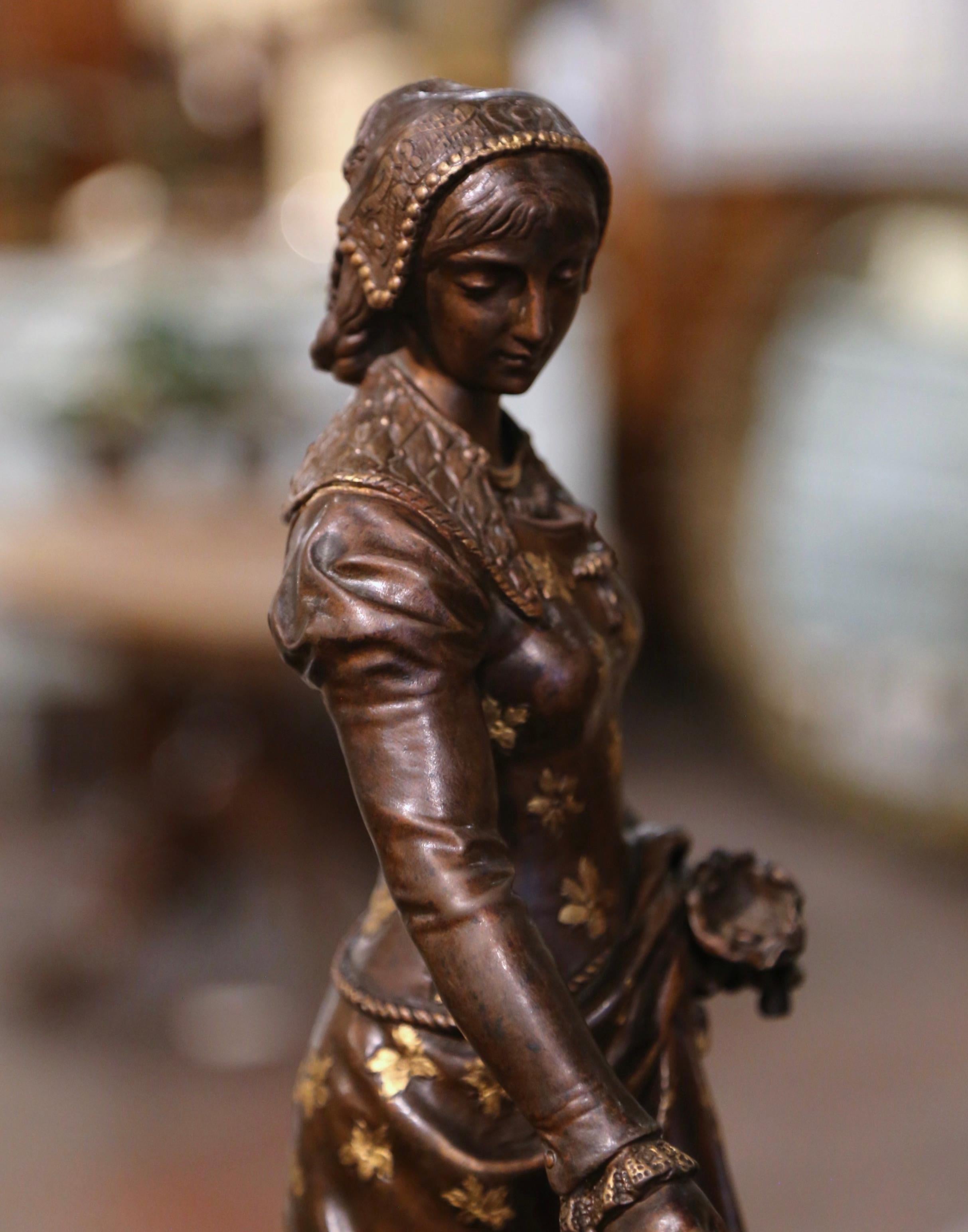 19th Century French Patinated and Gilt Bronze Figure 