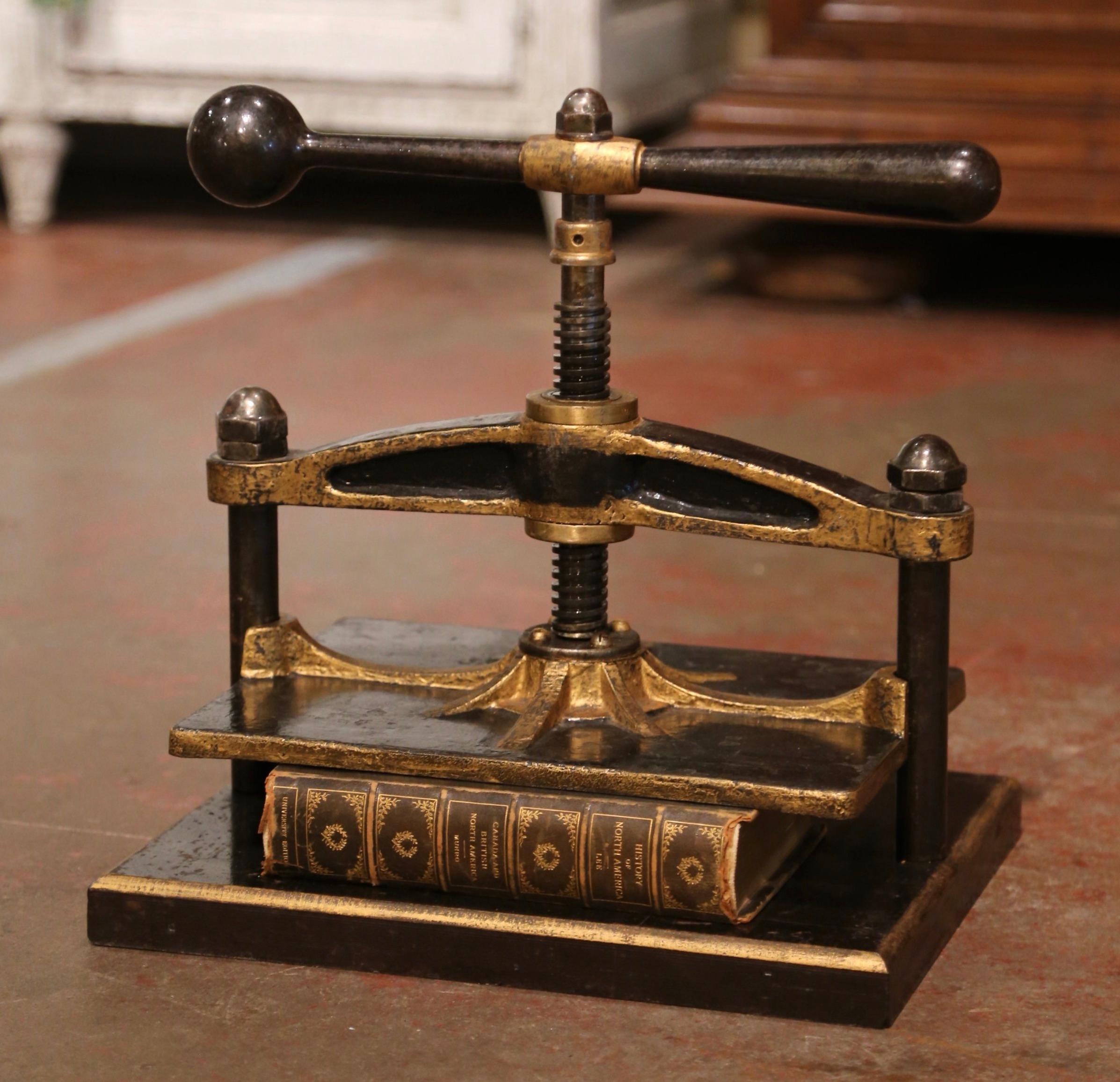 This antique paper binding press was forged in France, circa 1870. The Classic 