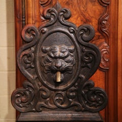 19th Century French Patinated Black Cast Iron Fountain with Lion Head
