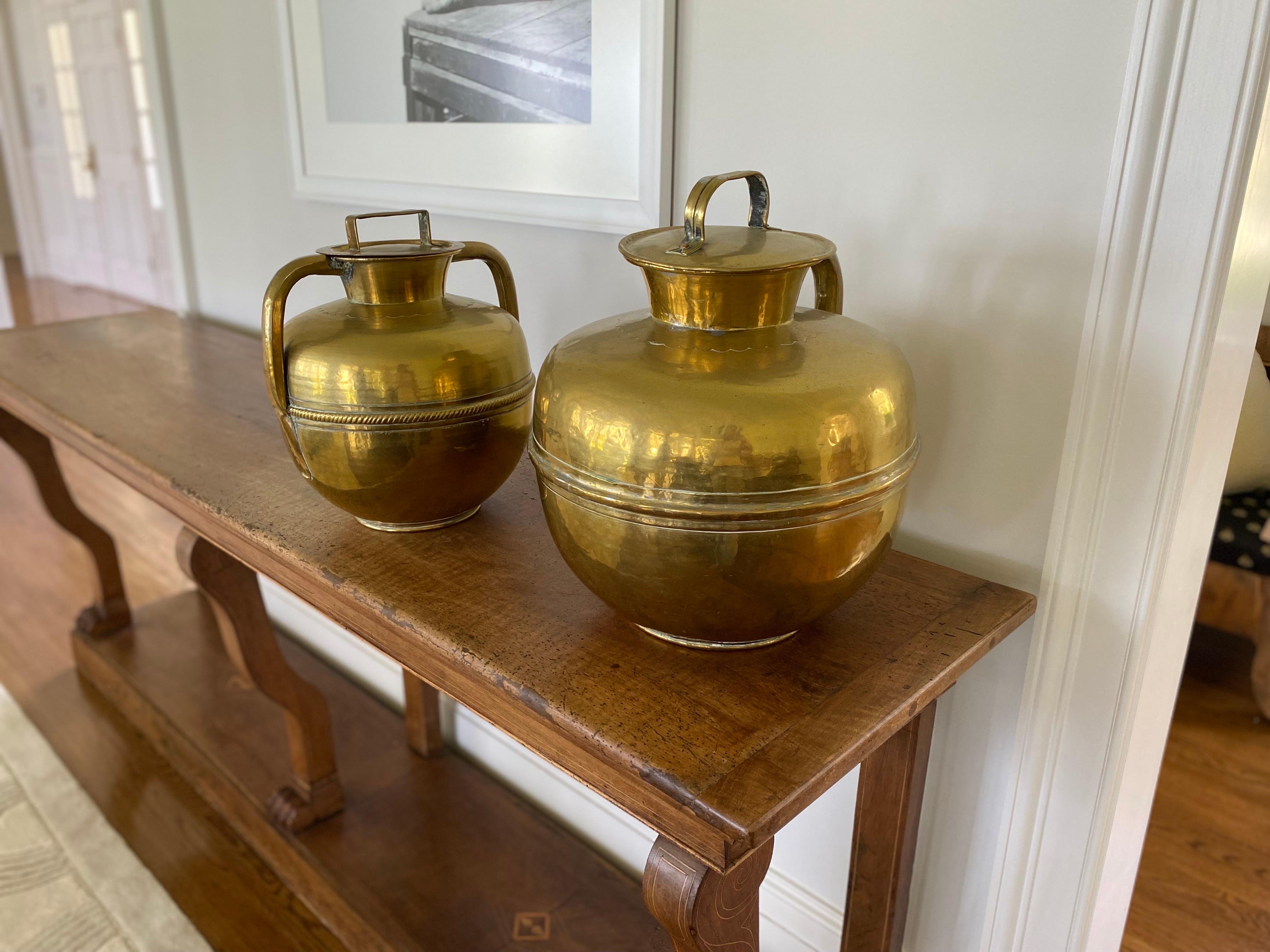 19th Century French Patinated Brass Milk Jars with Top from Rouen For Sale 2