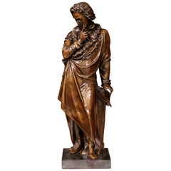 19th Century French Patinated Bronze "Beethoven" Sculpture on Marble Base