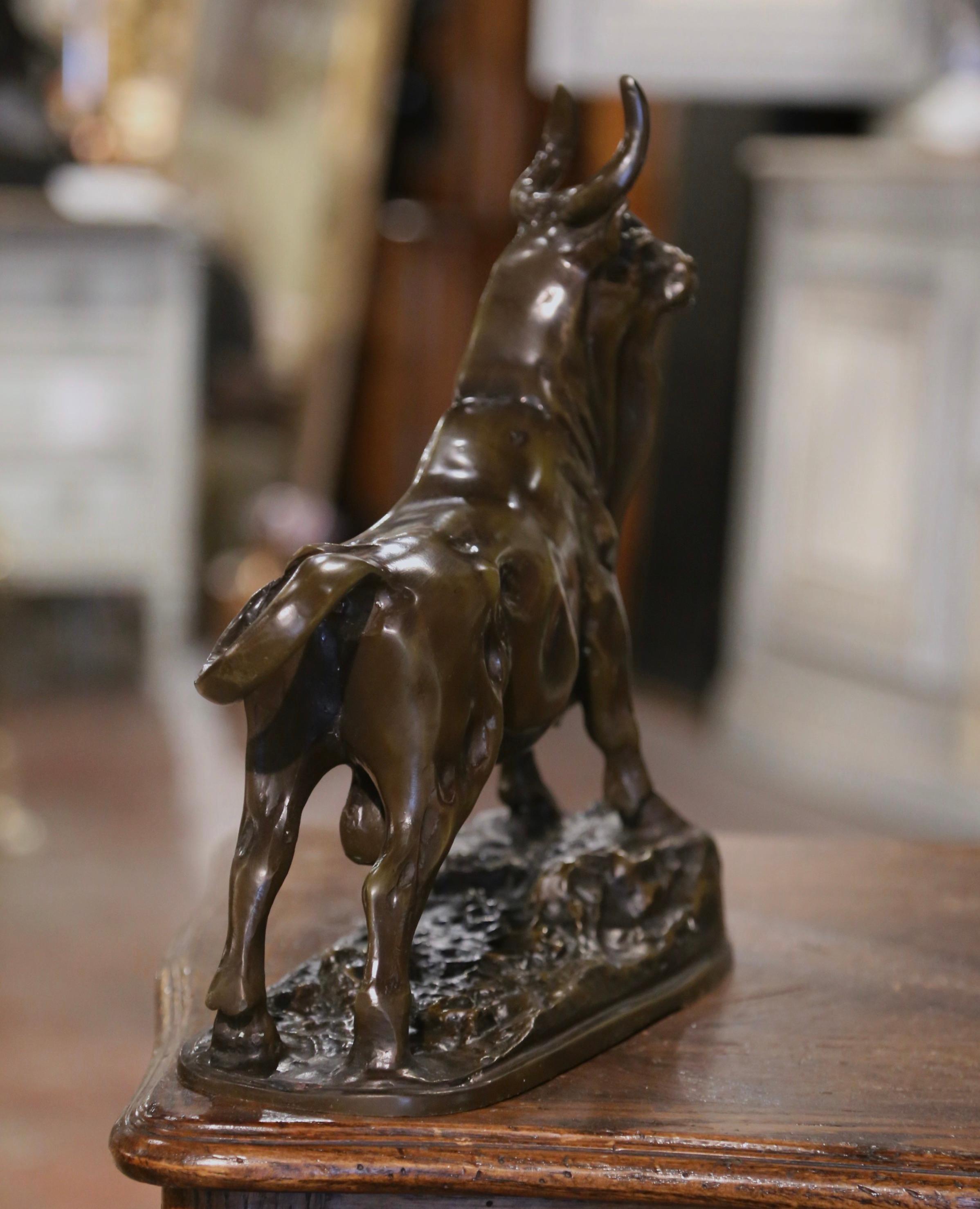 19th Century French Patinated Bronze Bull Sculpture Signed G. Gardet For Sale 8