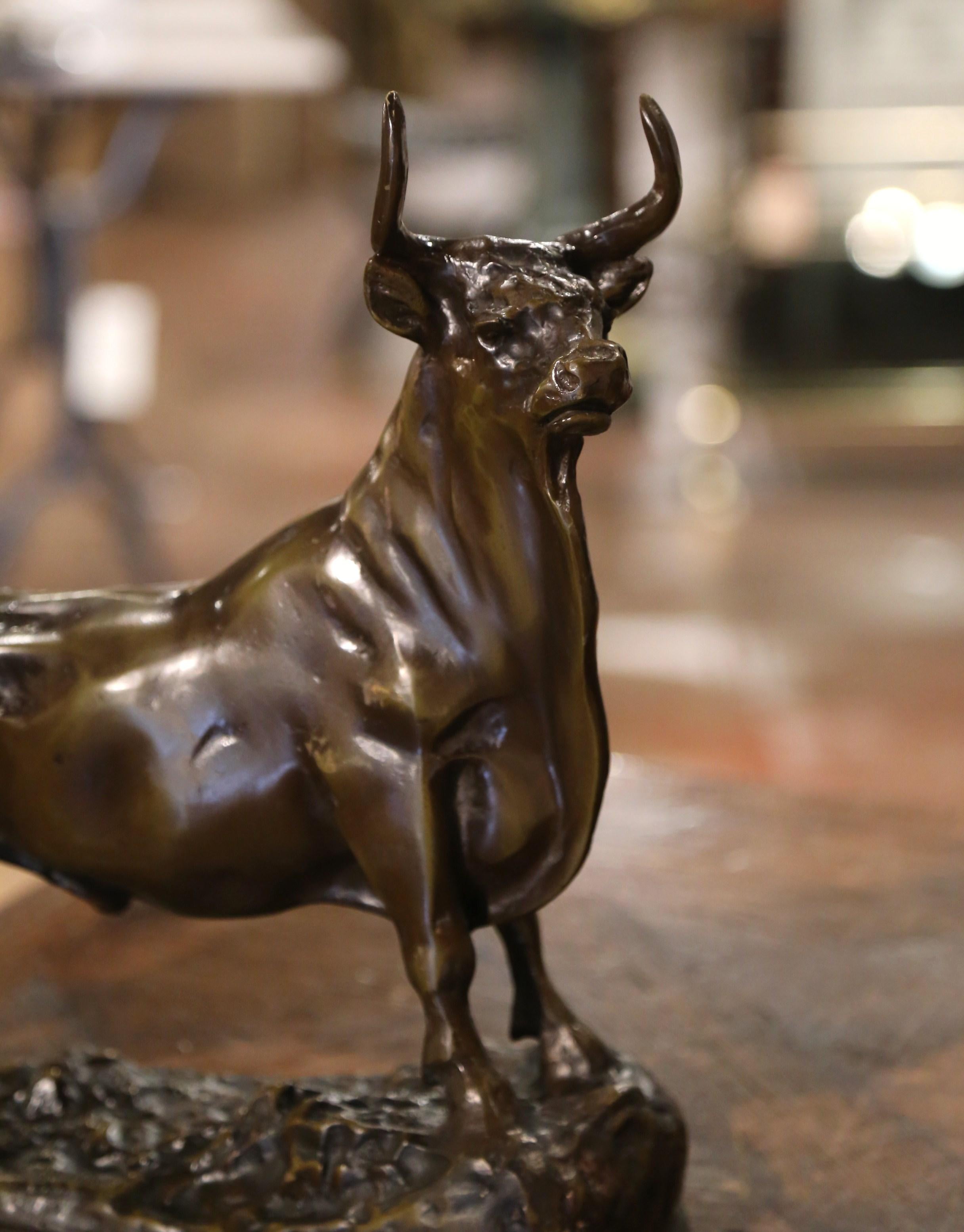 19th Century French Patinated Bronze Bull Sculpture Signed G. Gardet For Sale 1