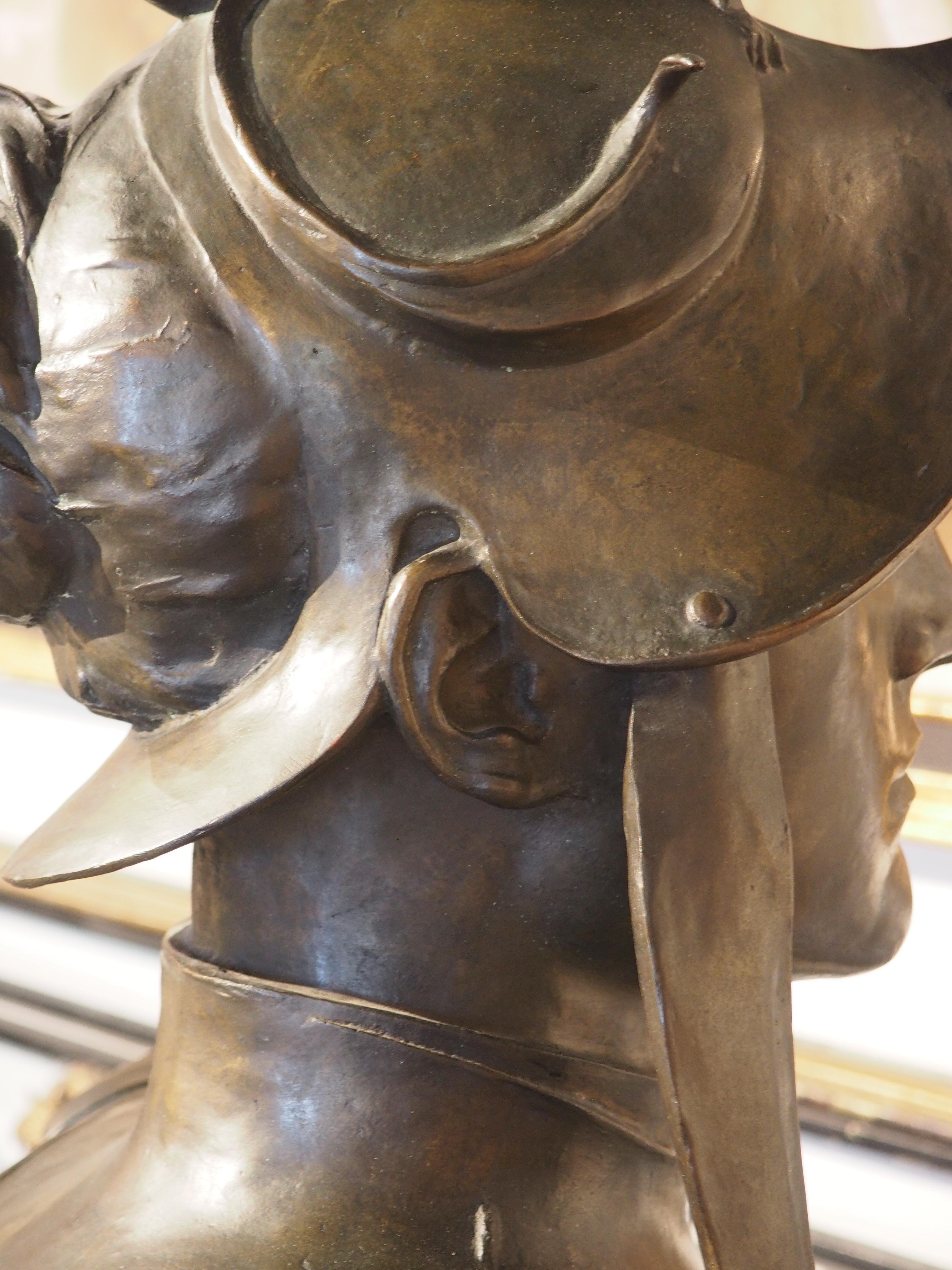 19th Century French Patinated Bronze Bust of a Soldier 14