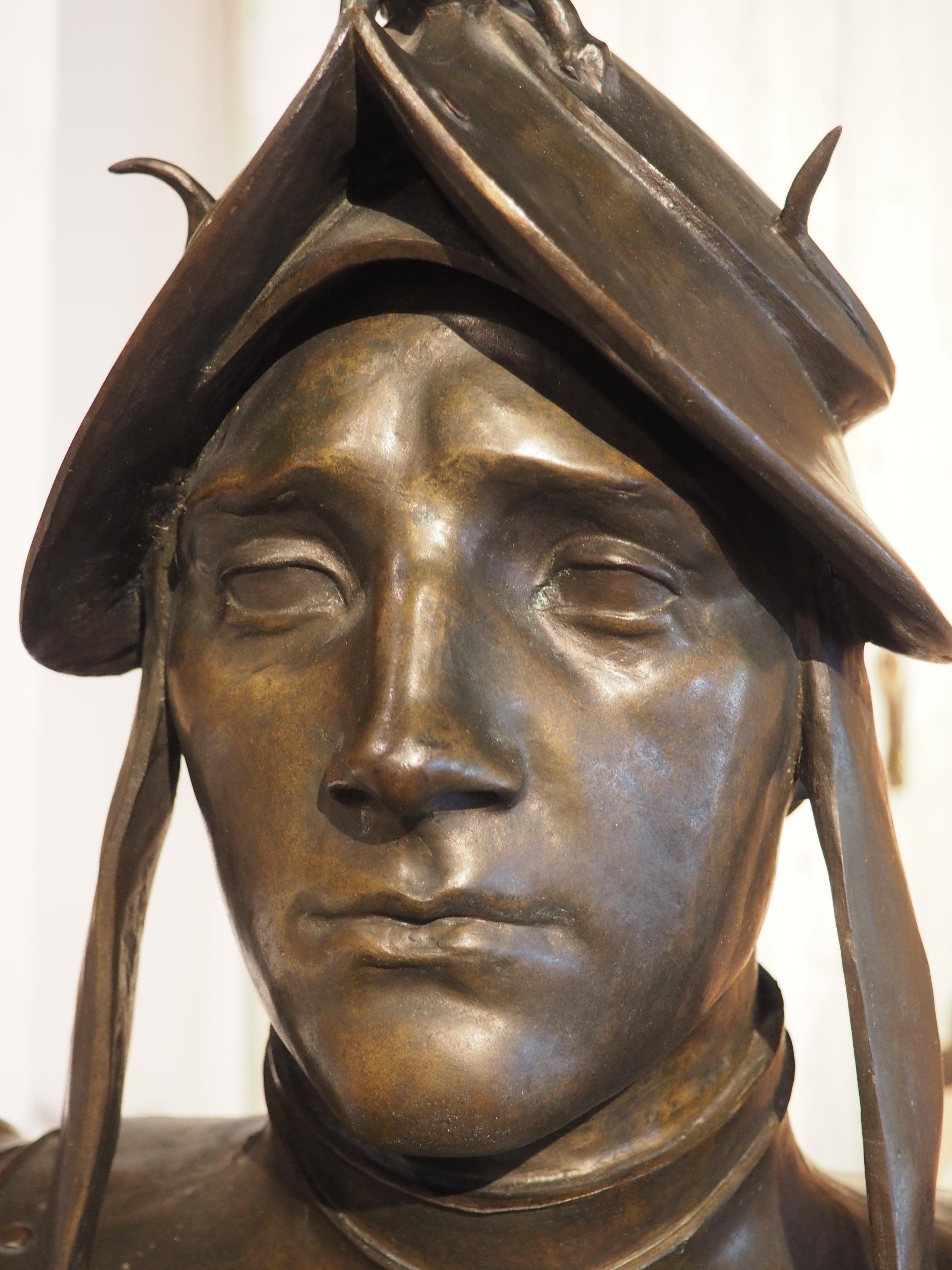 19th Century French Patinated Bronze Bust of a Soldier For Sale 3