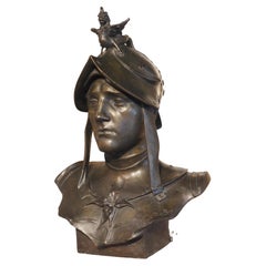 19th Century French Patinated Bronze Bust of a Soldier