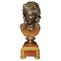 Französische patinierte Bronzebüste der Ariadne aus dem 19. Jahrhundert