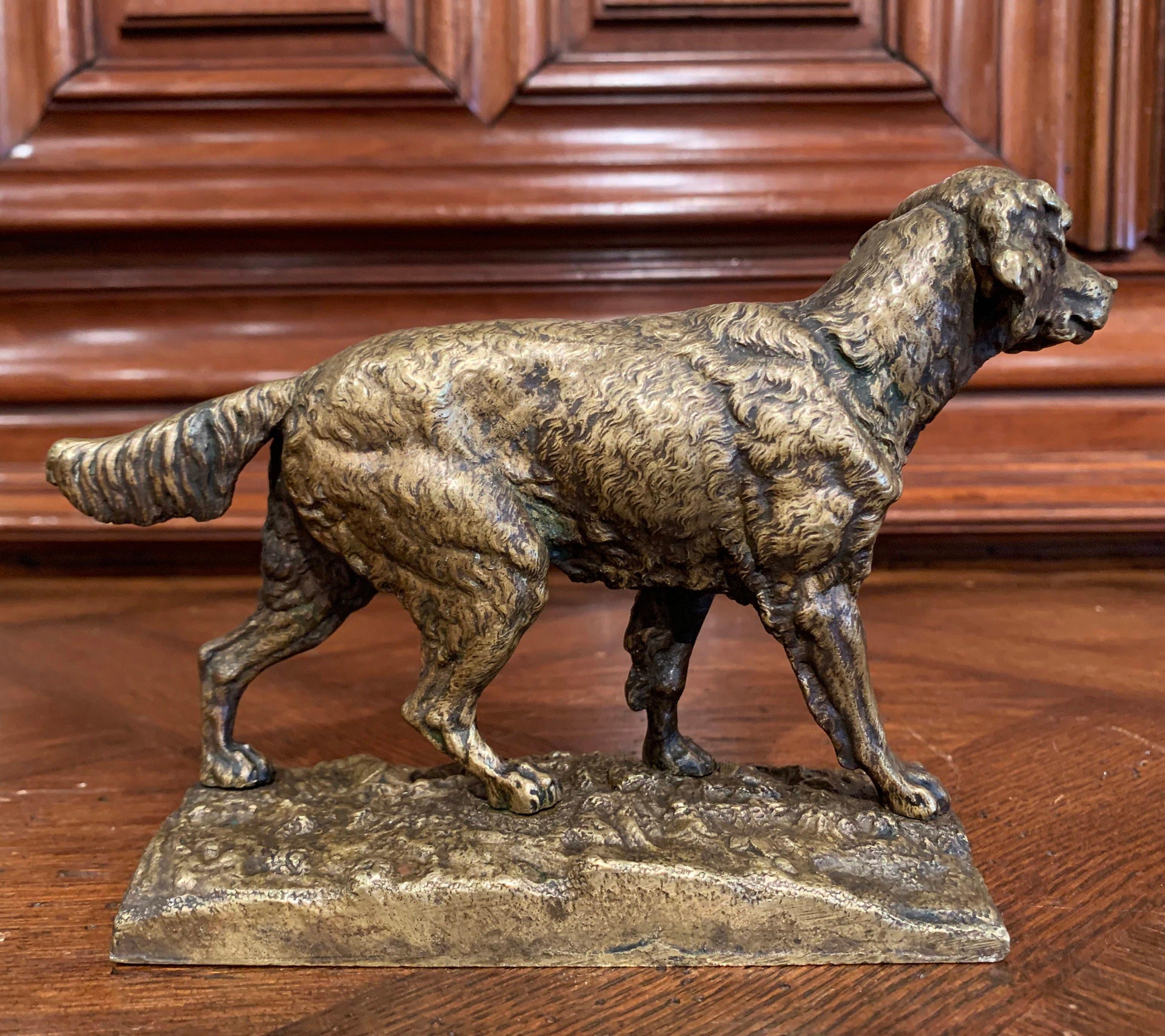 19th Century French Patinated Bronze Dog Sculpture in the Manner of J. Moiniez 1