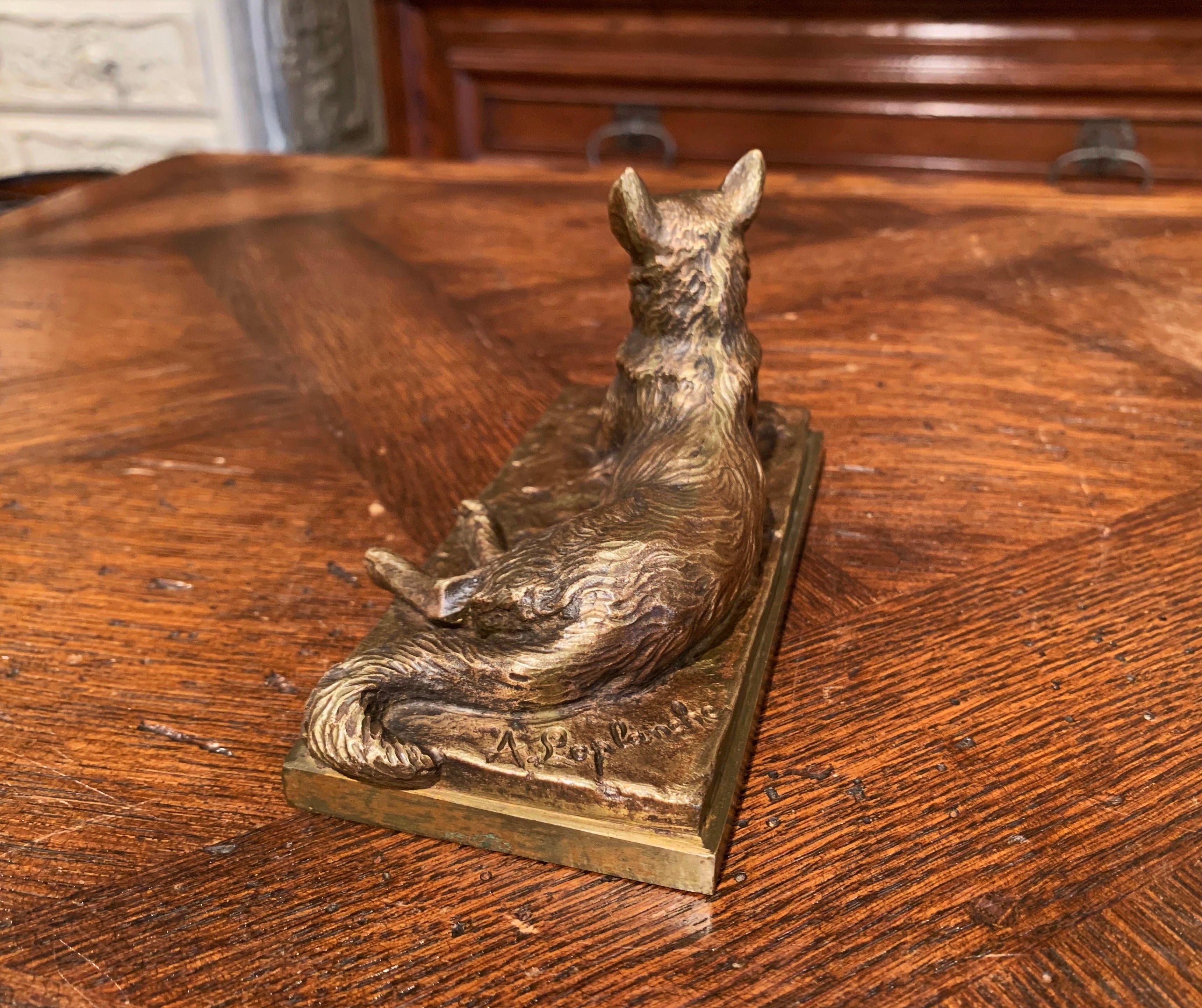 19th Century French Patinated Bronze Dog Sculpture Signed A. Laplanche 2