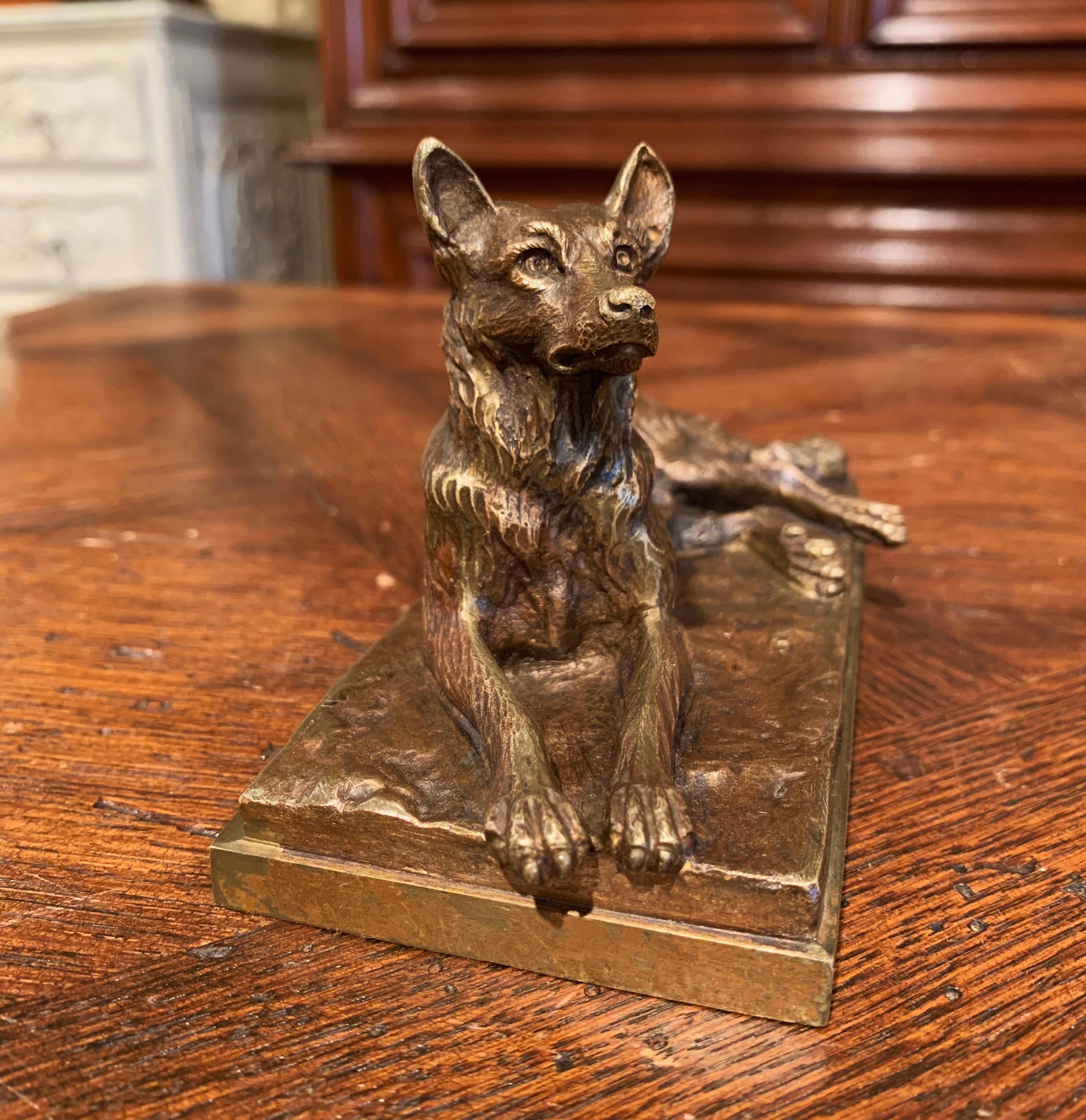 19th Century French Patinated Bronze Dog Sculpture Signed A. Laplanche 4