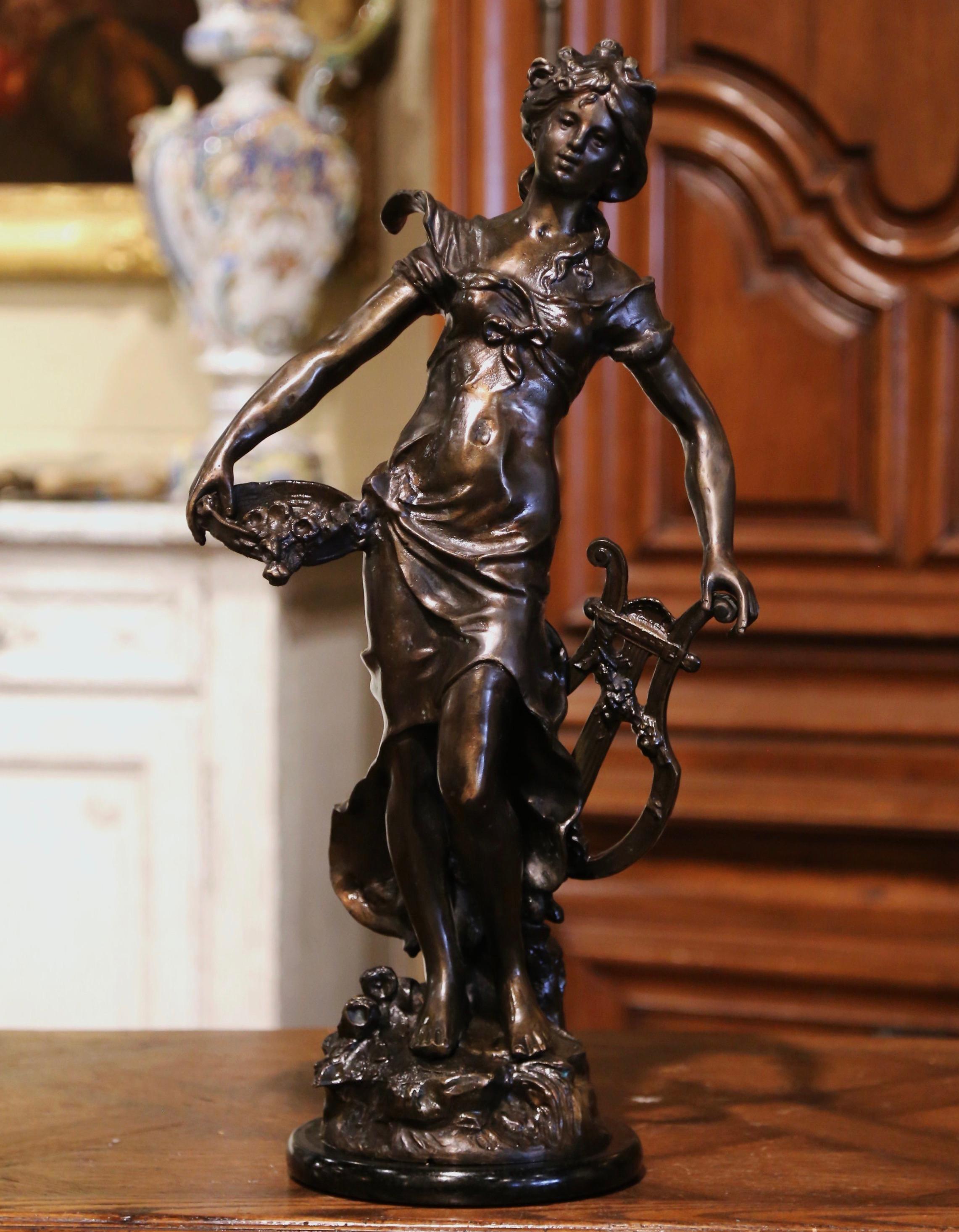 Hand-Crafted 19th Century French Patinated Bronze Female Figure Signed L. A. Moreau