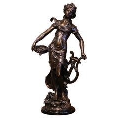 19th Century French Patinated Bronze Female Figure Signed L. A. Moreau